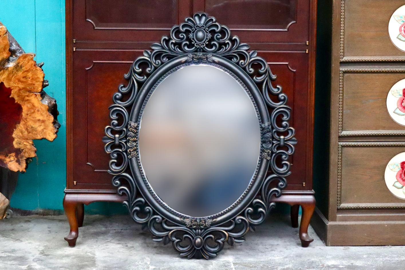 GMIK250N○ウォールミラー 壁掛け鏡 壁掛けミラー 鏡 ミラー アンティーク調 ロココ調 未使用品