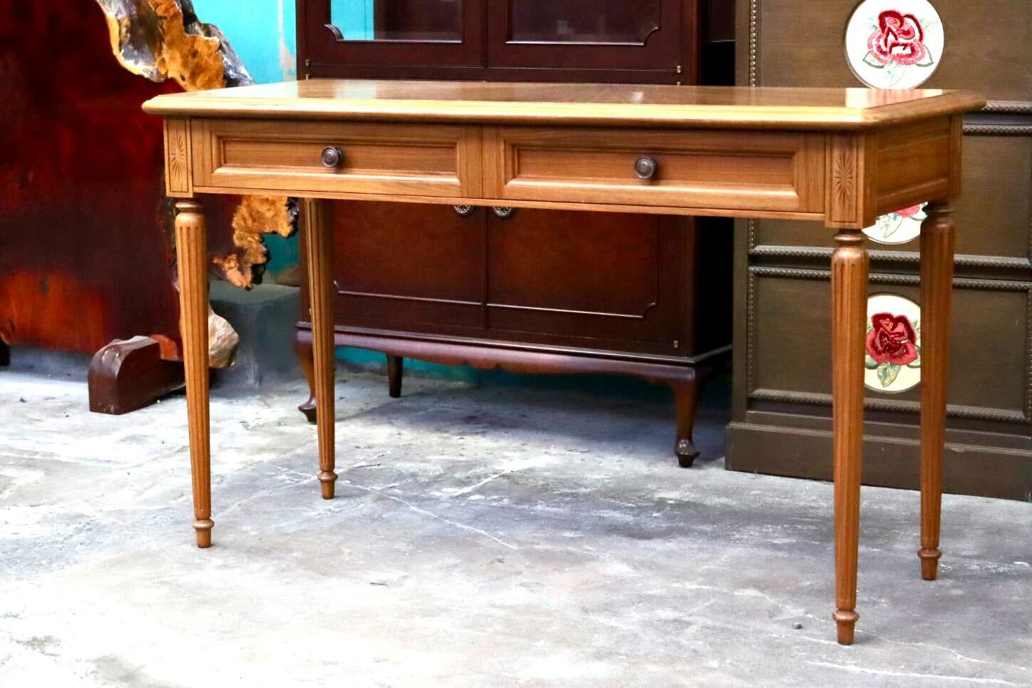 GMIH450A○コンソール 書斎机 スリムデスク 飾り棚 花台 引き出し 木製 クラシック ヴィンテージ