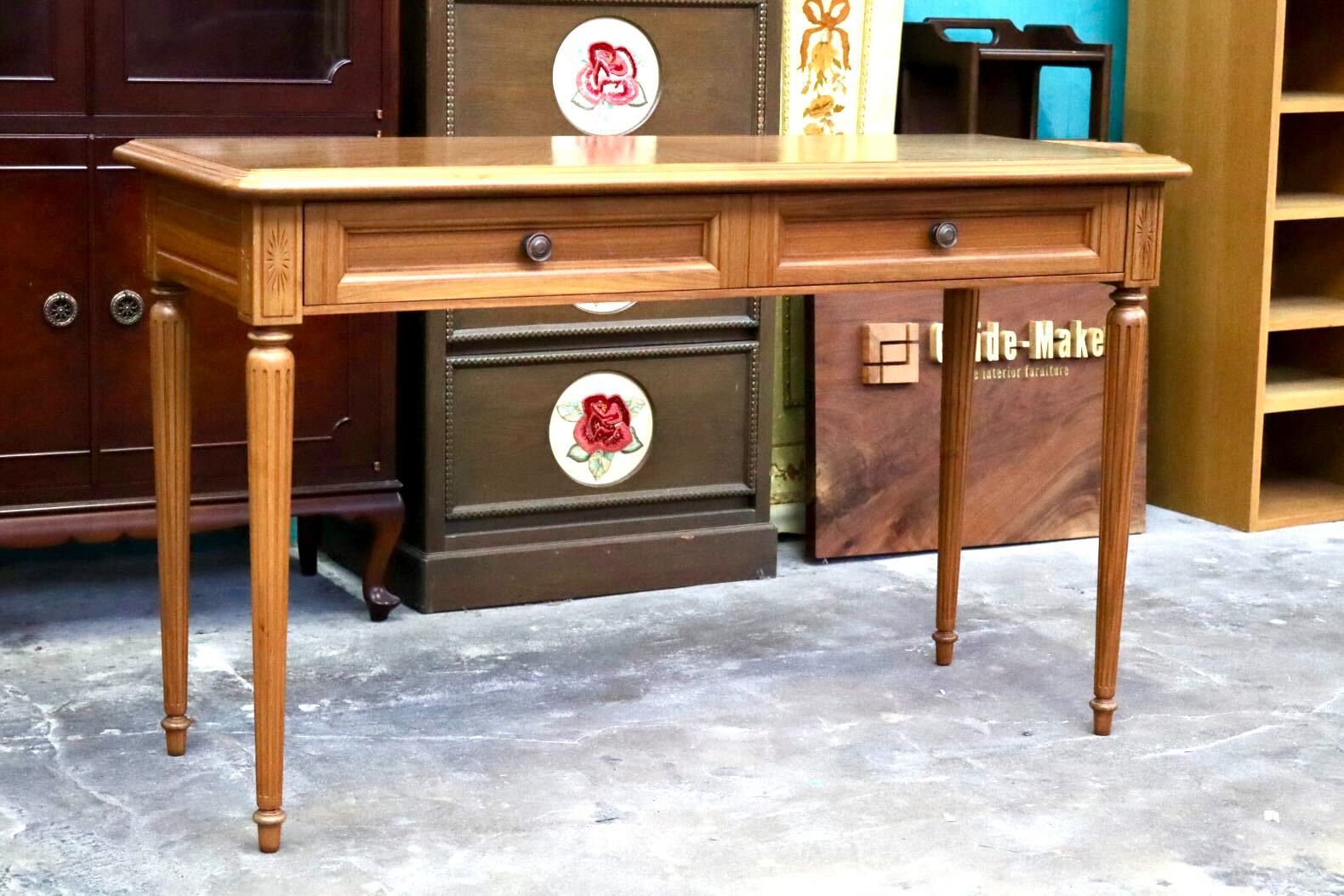 GMIH450A○コンソール 書斎机 スリムデスク 飾り棚 花台 引き出し 木製 クラシック ヴィンテージ