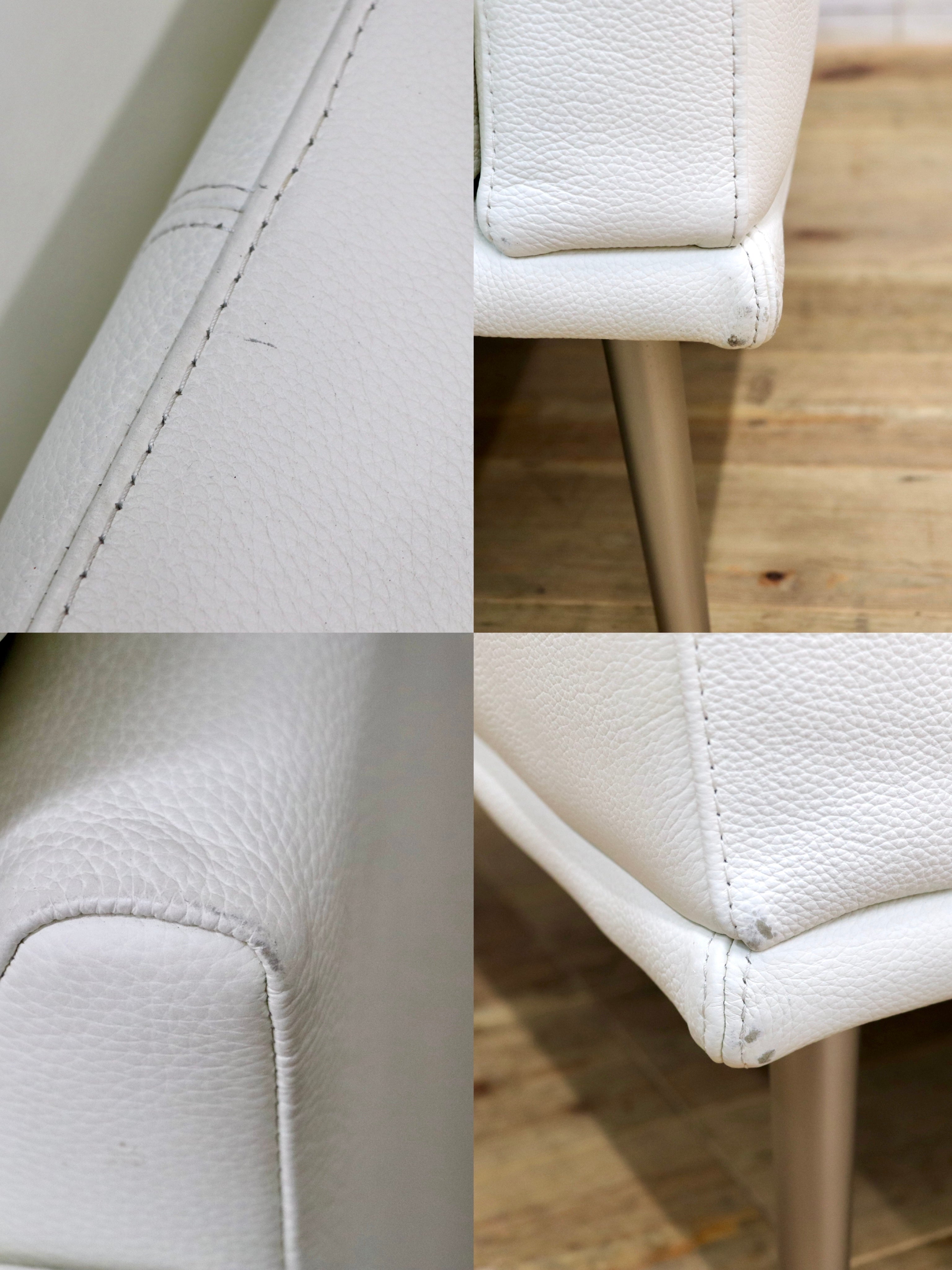 GMJK236○BoConcept / ボーコンセプト Carlton シングルソファ レザー ラウンジチェア 1人掛けソファ ホワイト 本革 定価約40万