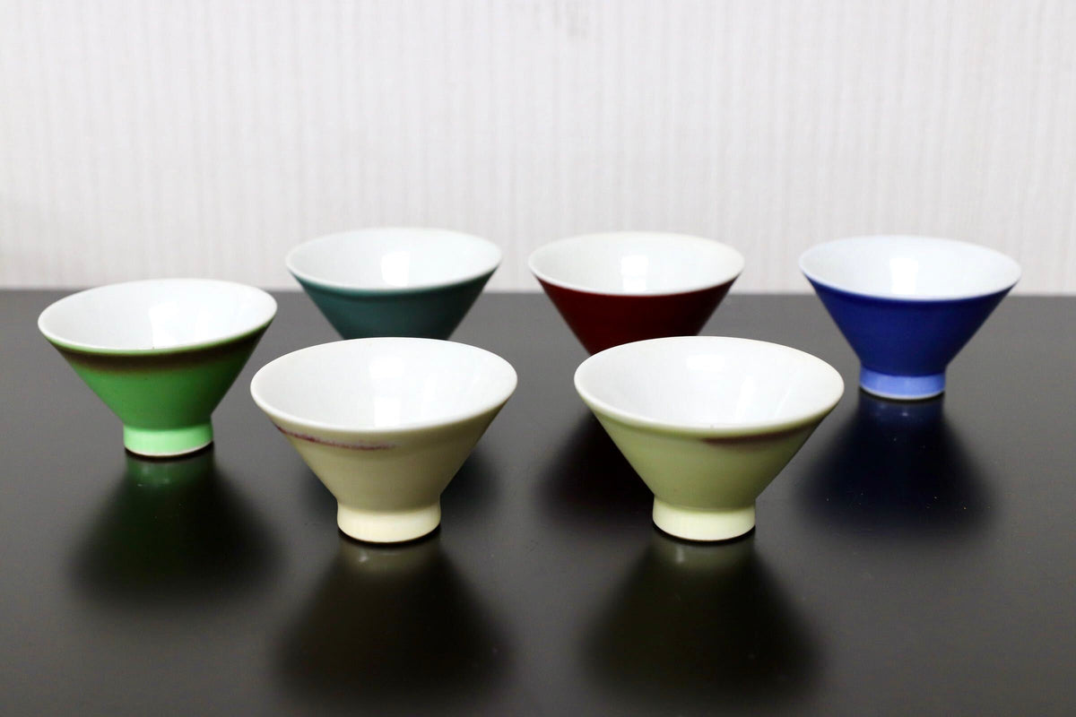 GMJS273○朝日焼 七十四代 朝日豊斎 十四世松林豊斎 窯変煎茶碗 色替 六客揃 煎茶器 茶道具