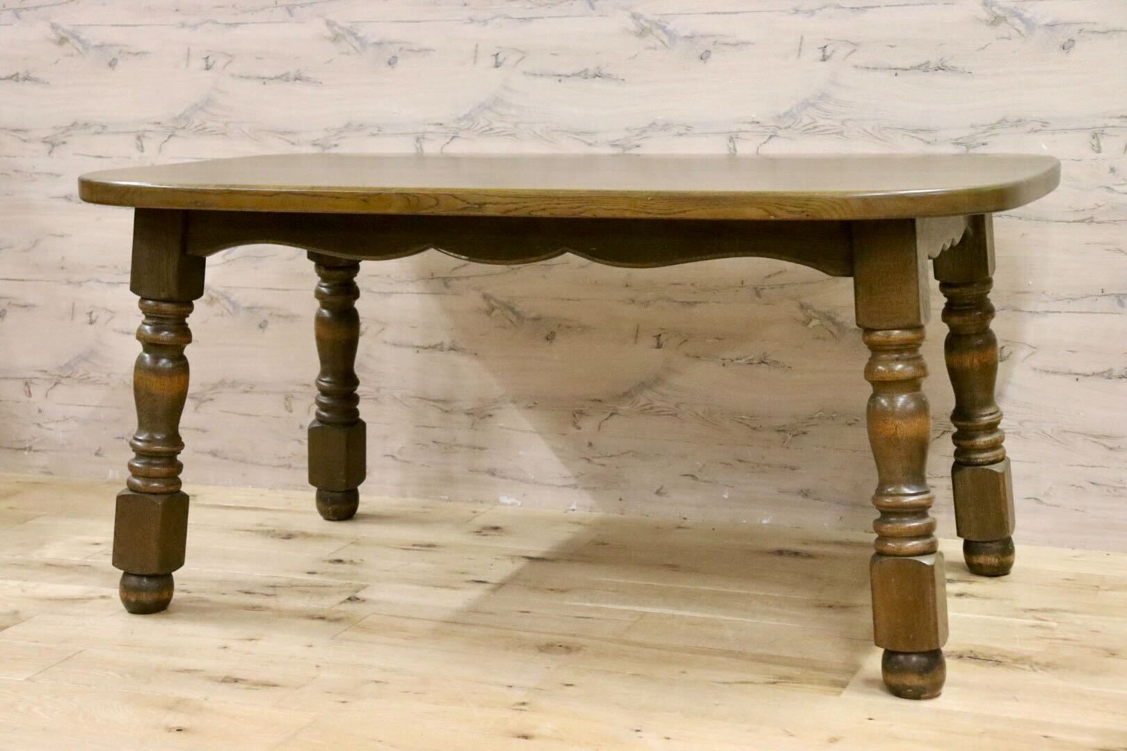 GMIK619○オーク無垢材 ダイニングテーブル 食卓テーブル 作業台 カントリー 机 検）永田良介商店 神戸洋家具