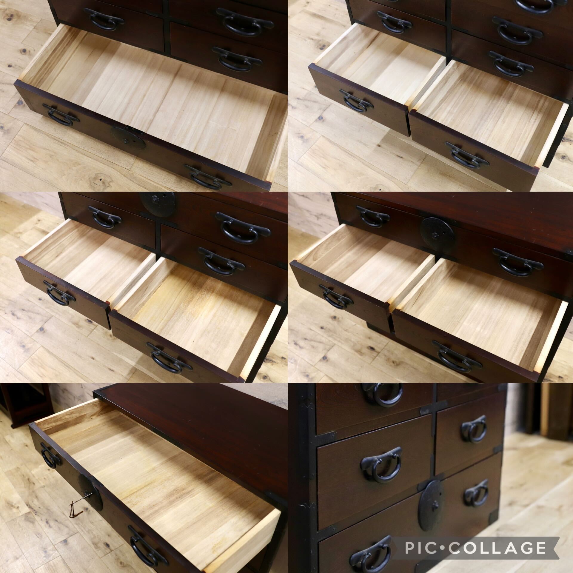 GMIS259○仙台箪笥 時代箪笥 整理箪笥 引出し収納 和家具 和モダン レトロ チェスト アンティーク 箪笥 タンス