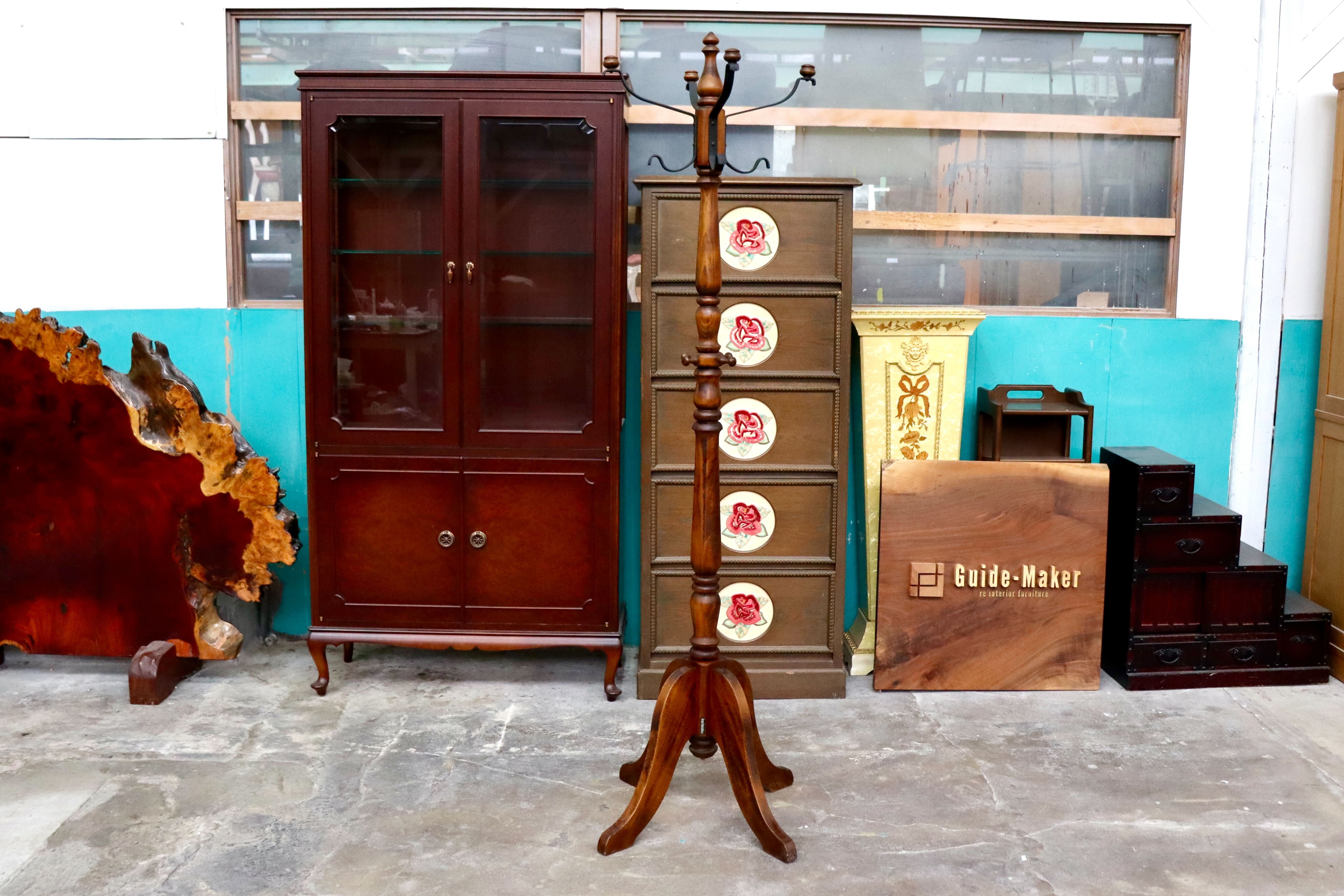 GMIS507○karimoku / カリモク コロニアル コートハンガー ポールハンガー 帽子掛け ポールスタンド レトロ 国産家具