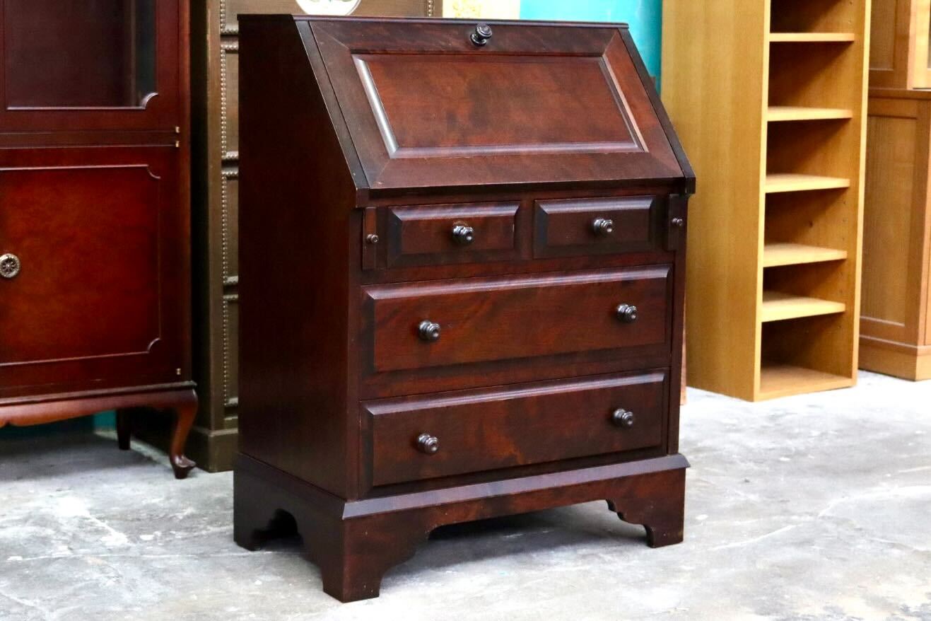 GMIH465○北海道民芸家具 ライティングビューロー デスク 机 学習机 勉強机 引き出し 樺材 飛騨産業 レトロ ヴィンテージ 定価約28万