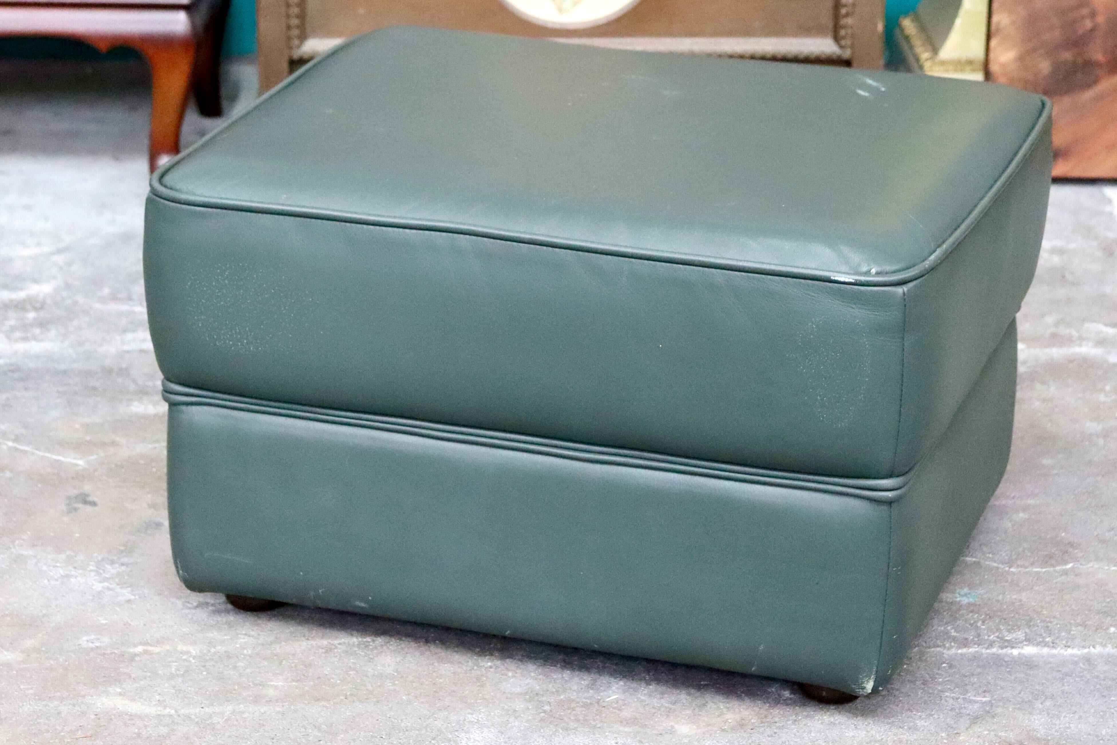 GMIS509A○karimoku / カリモク スツール オットマン 椅子 足置き 腰掛け 本革 ダークグリーン モダン シンプル 国産家具