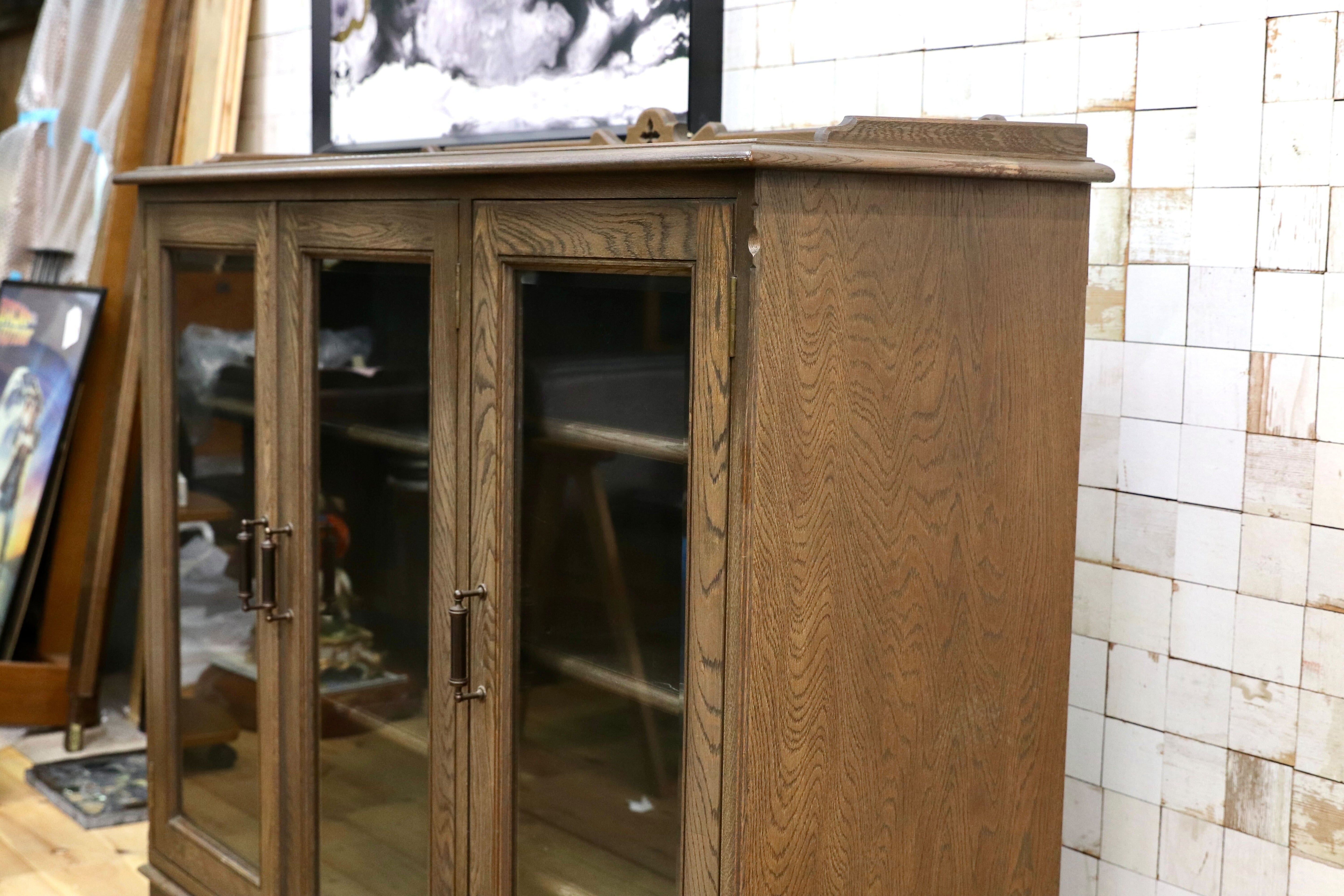 GMIK581○神戸洋家具 永田良介商店 サイドボード リビングボード キャビネット オーク 英国カントリー ヴィンテージ 稀少 アンティーク