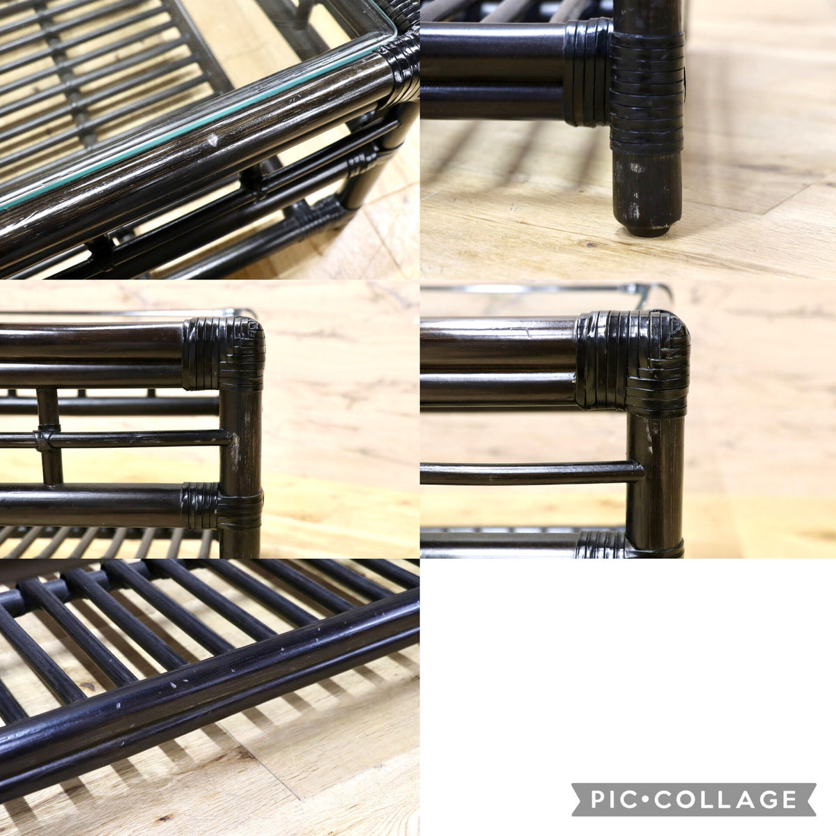 GMJK395◯Kazama / カザマ ラタンセンターテーブル リビングテーブル ローテーブル ガラステーブル 応接 ガラス天板 モダン アジアン