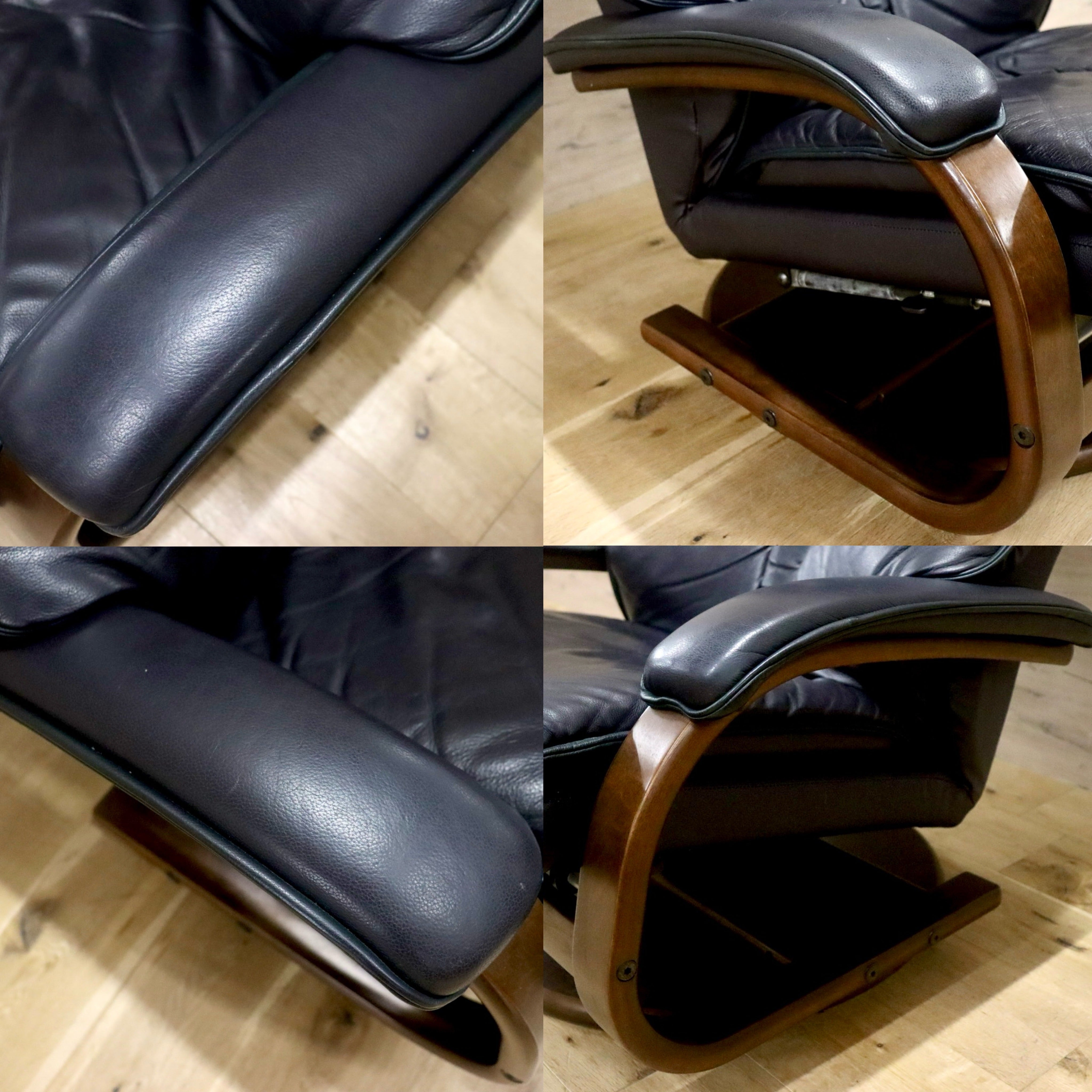 GMJK118B○冨士ファニチア / FUJI FURNITURE 1人掛けソファ リクライニングソファ 本革 ブラック 国産家具 和モダン 応接