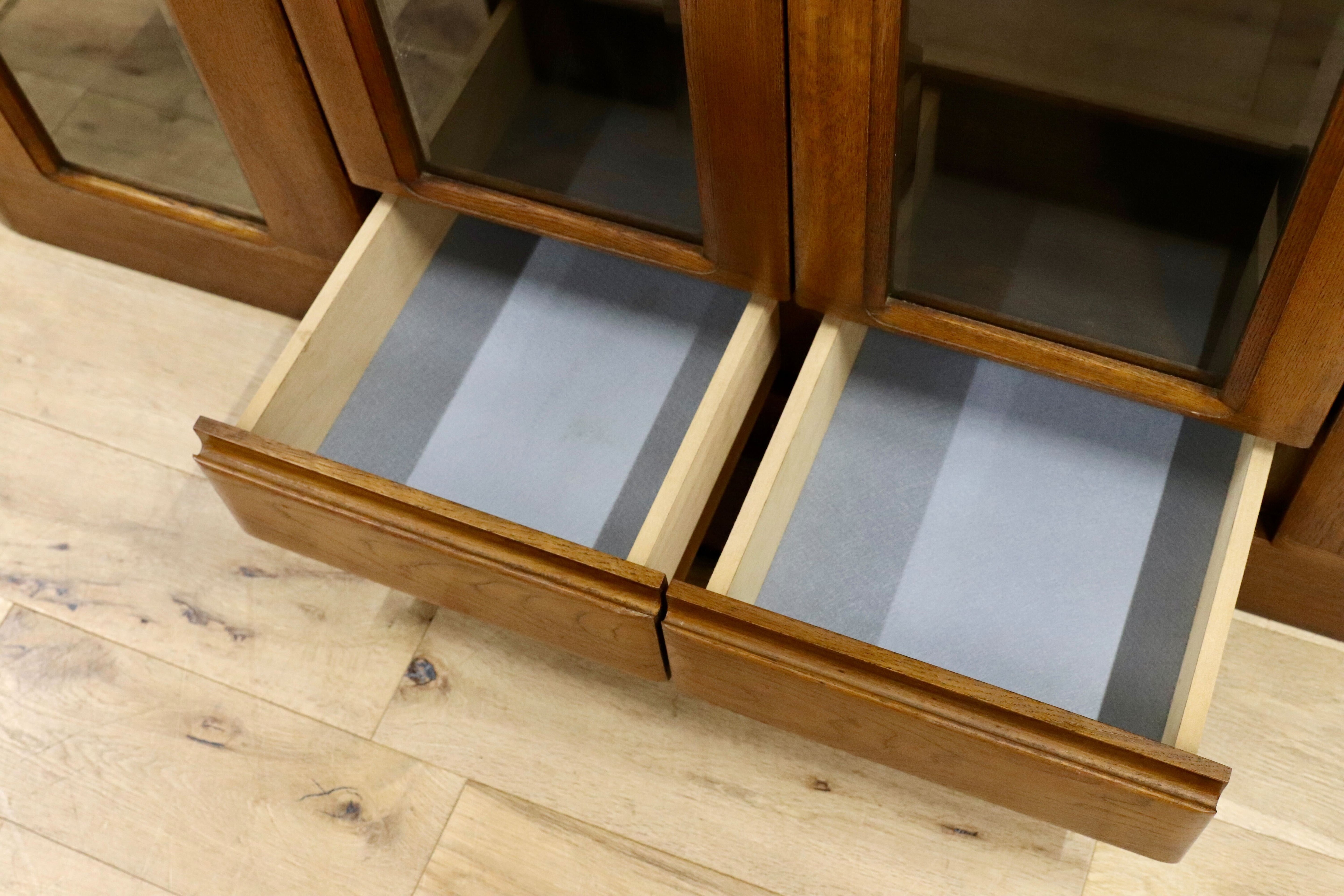 GMIH314○浜本工芸 / HAMAMOTO サイドボード リビングボード 楢材 オールド 国産 ヴィンテージ キュリオケース