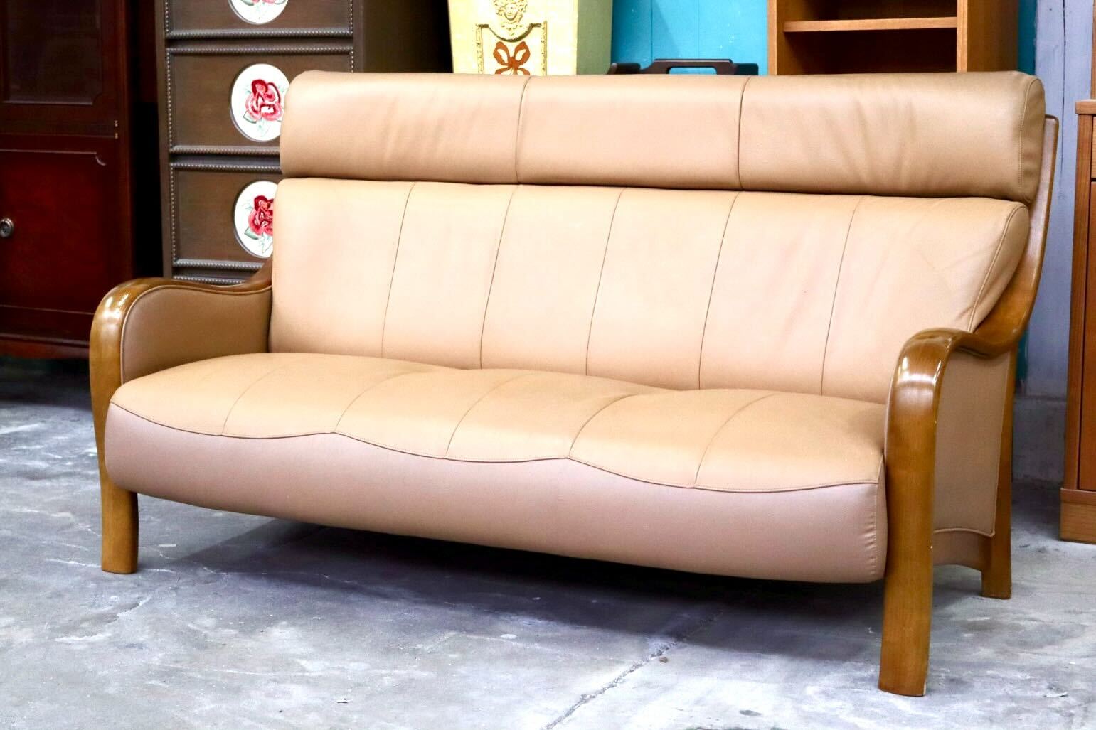 GMIK890○karimoku / カリモク Direttore ディレトーレ 3人掛けソファ トリプルソファ 長椅子 本革 国産家具