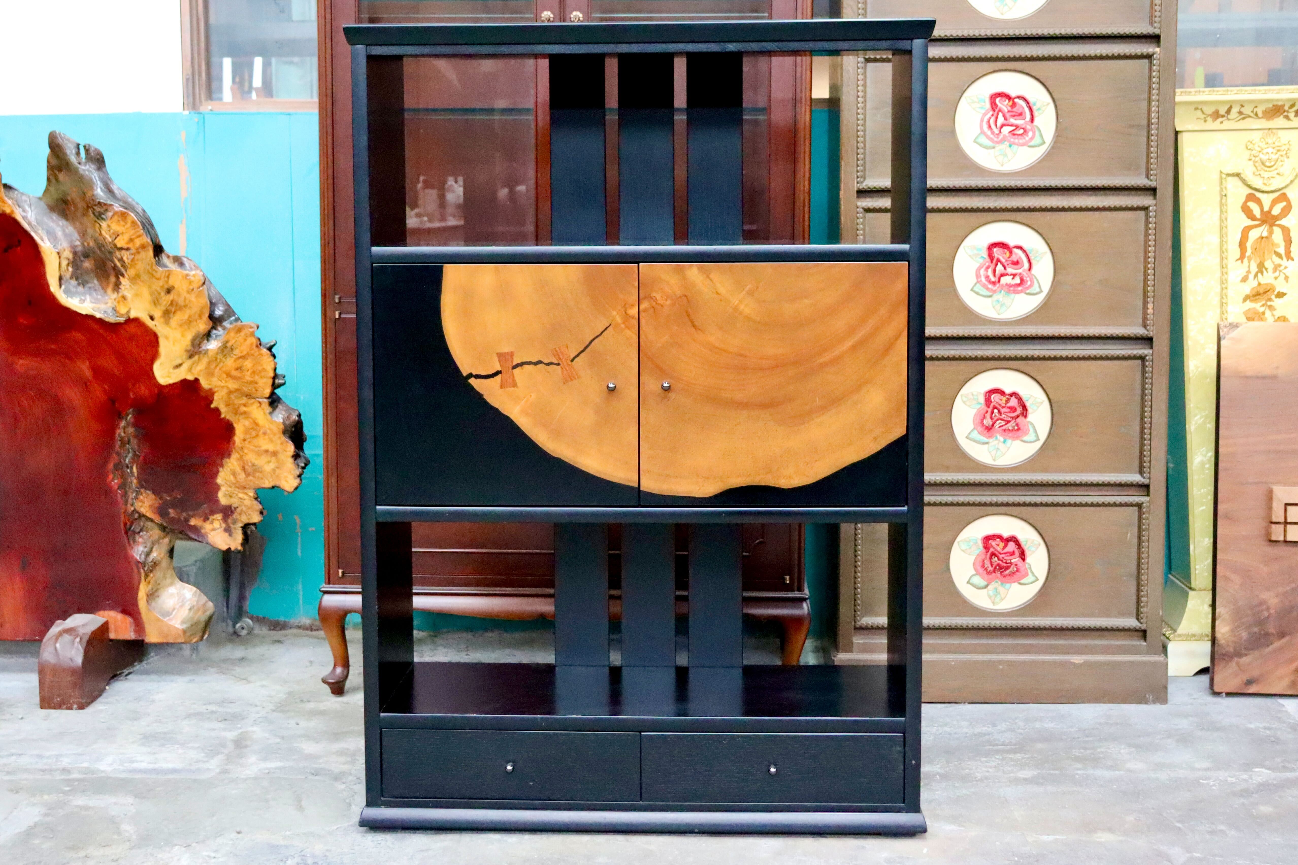 GMIH432○松岡漆工 キャビネット リビングボード 飾り棚 サイドボード 和家具 和モダン 希少 廃盤品 レトロ アンティーク