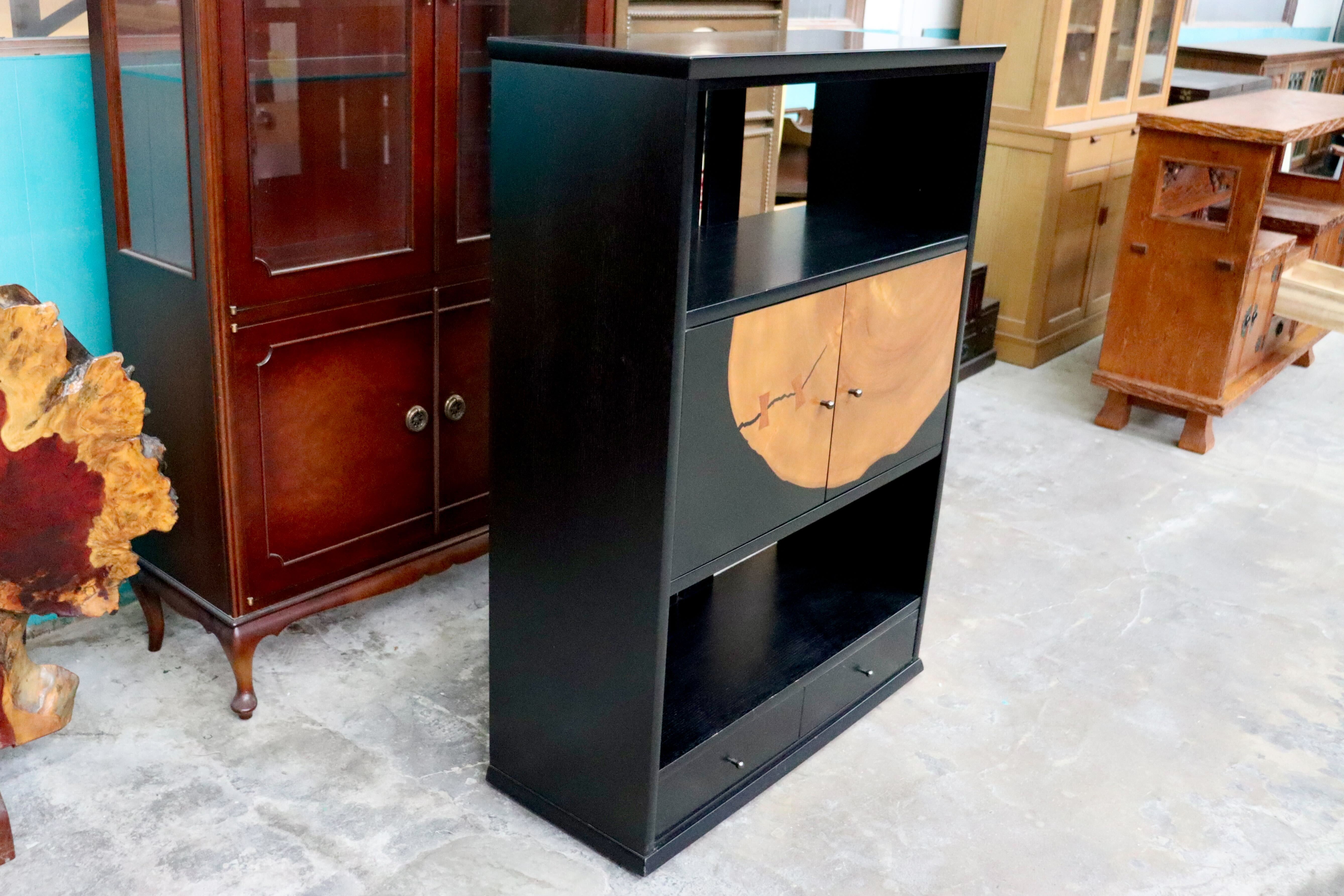 GMIH432○松岡漆工 キャビネット リビングボード 飾り棚 サイドボード 和家具 和モダン 希少 廃盤品 レトロ アンティーク