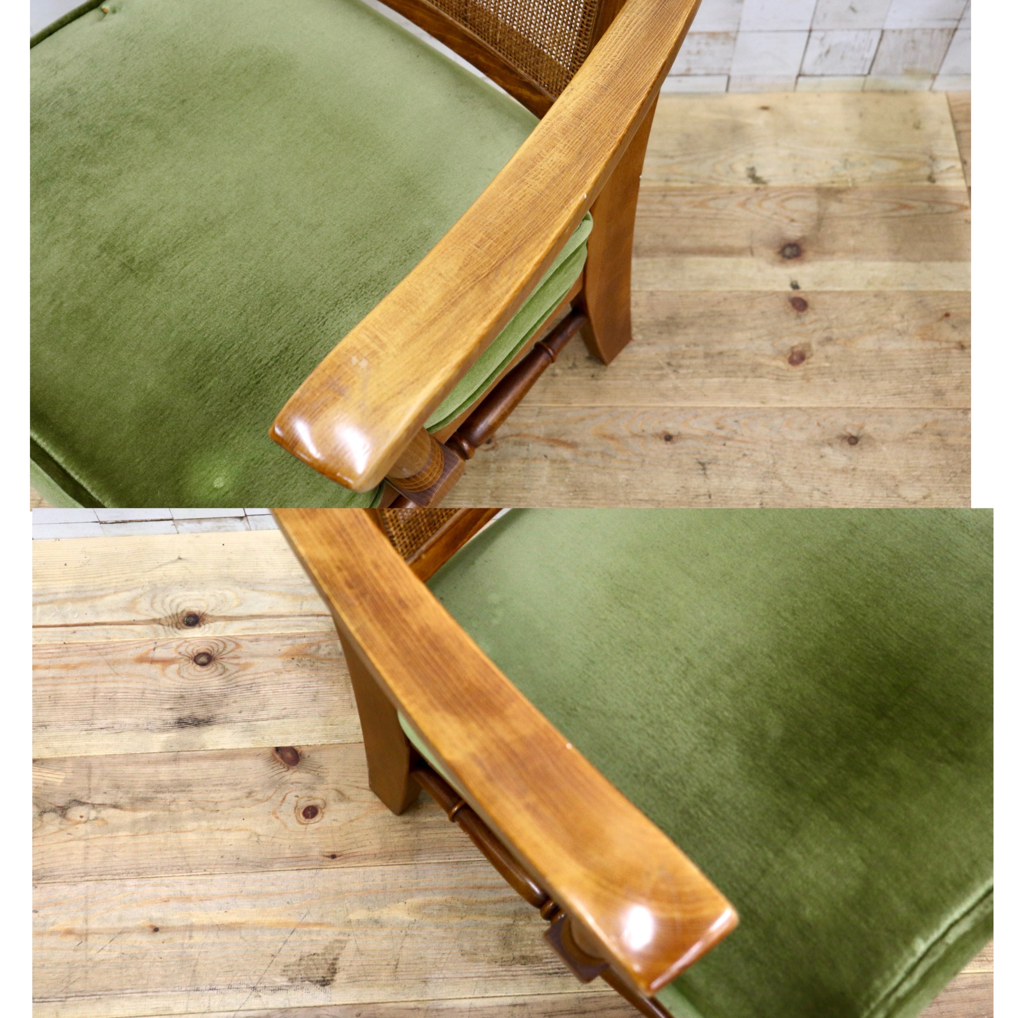 GMJS166D○KASHIWA / 柏木工 アームチェア ダイニングチェア 椅子 レトロ 飛騨の家具 カフェ アンティーク ヴィンテージ ファブリック 木製