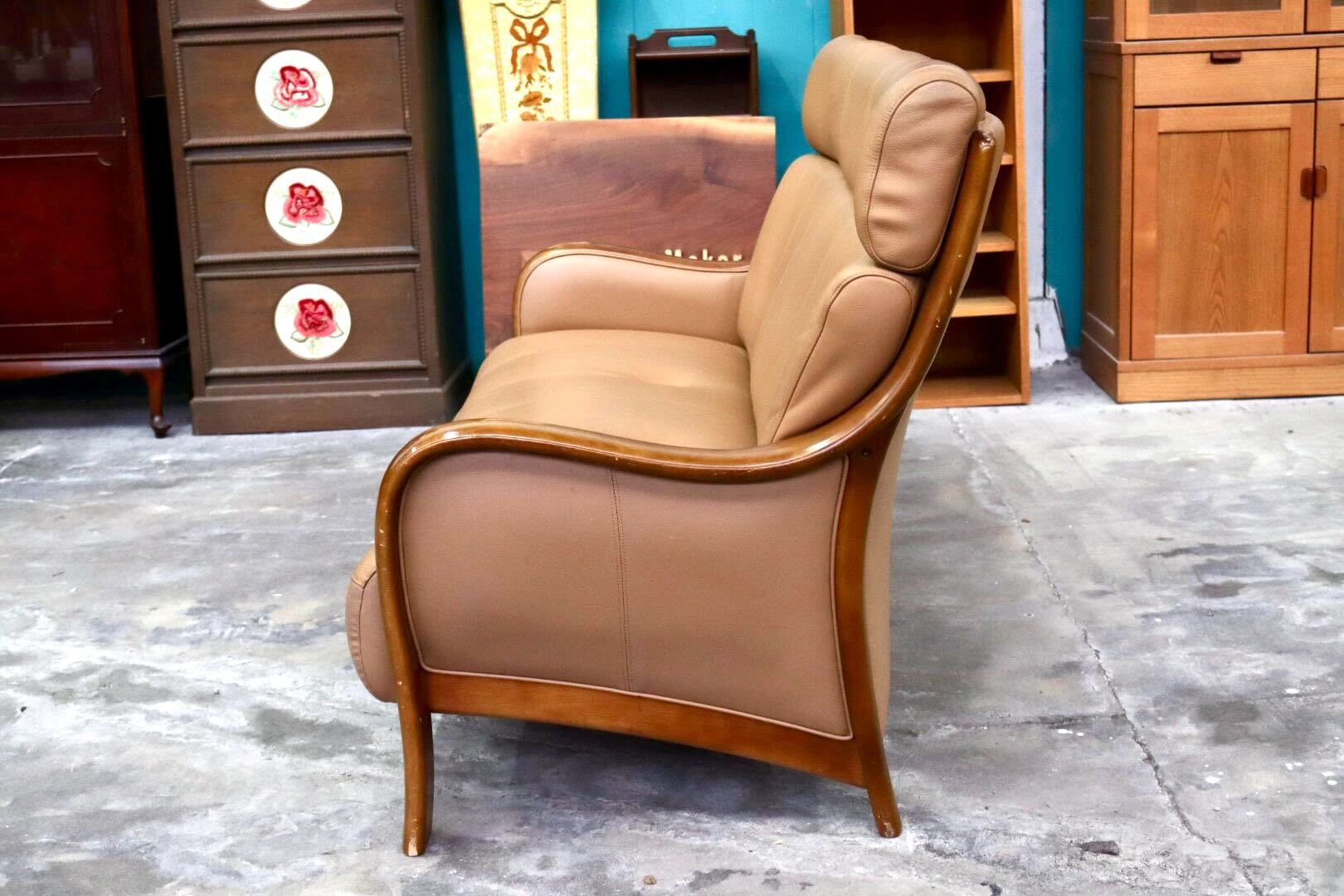 GMIK890○karimoku / カリモク Direttore ディレトーレ 3人掛けソファ トリプルソファ 長椅子 本革 国産家具