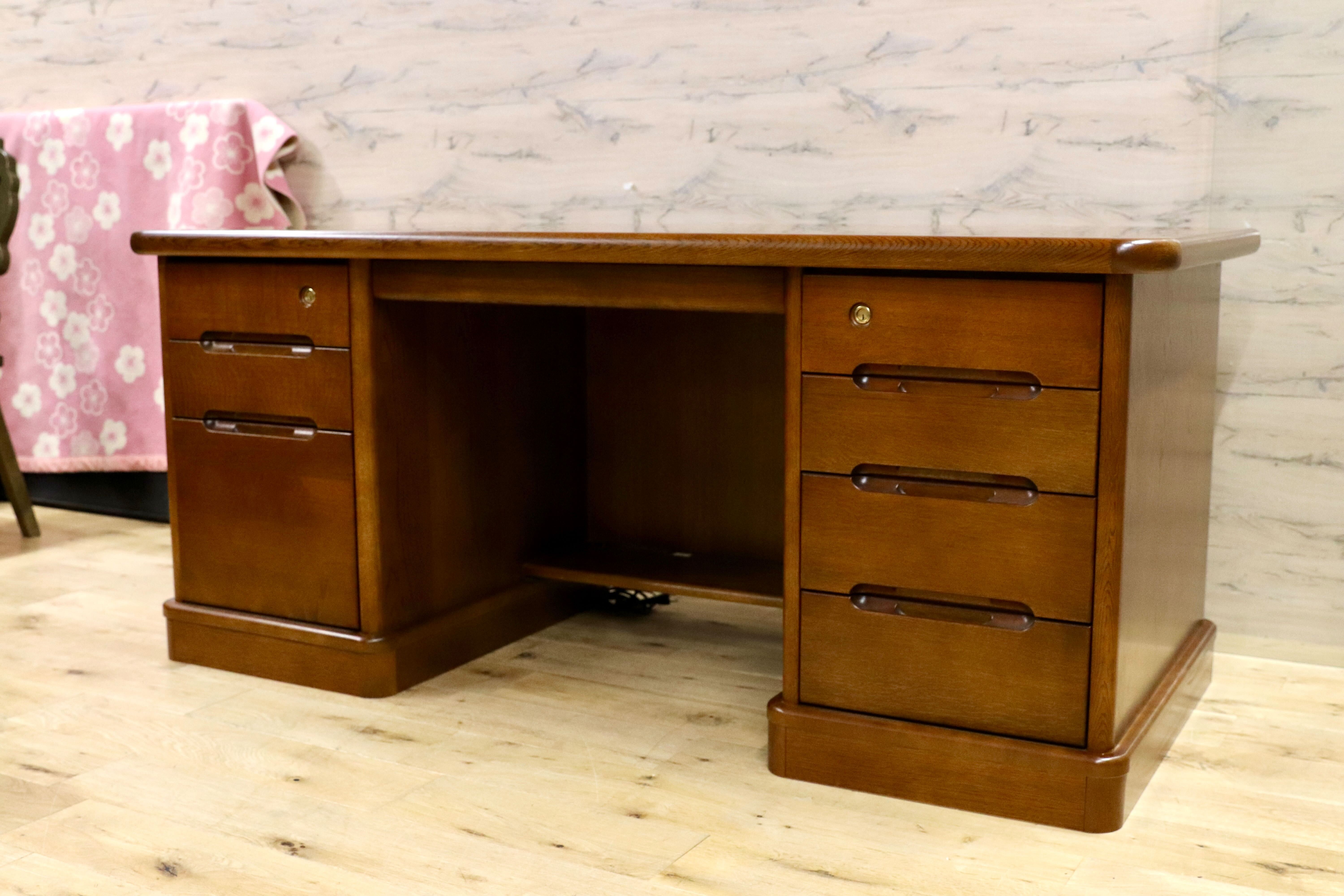 GMIK614○karimoku / カリモク コロニアル ヴィンテージ デスク 書斎机