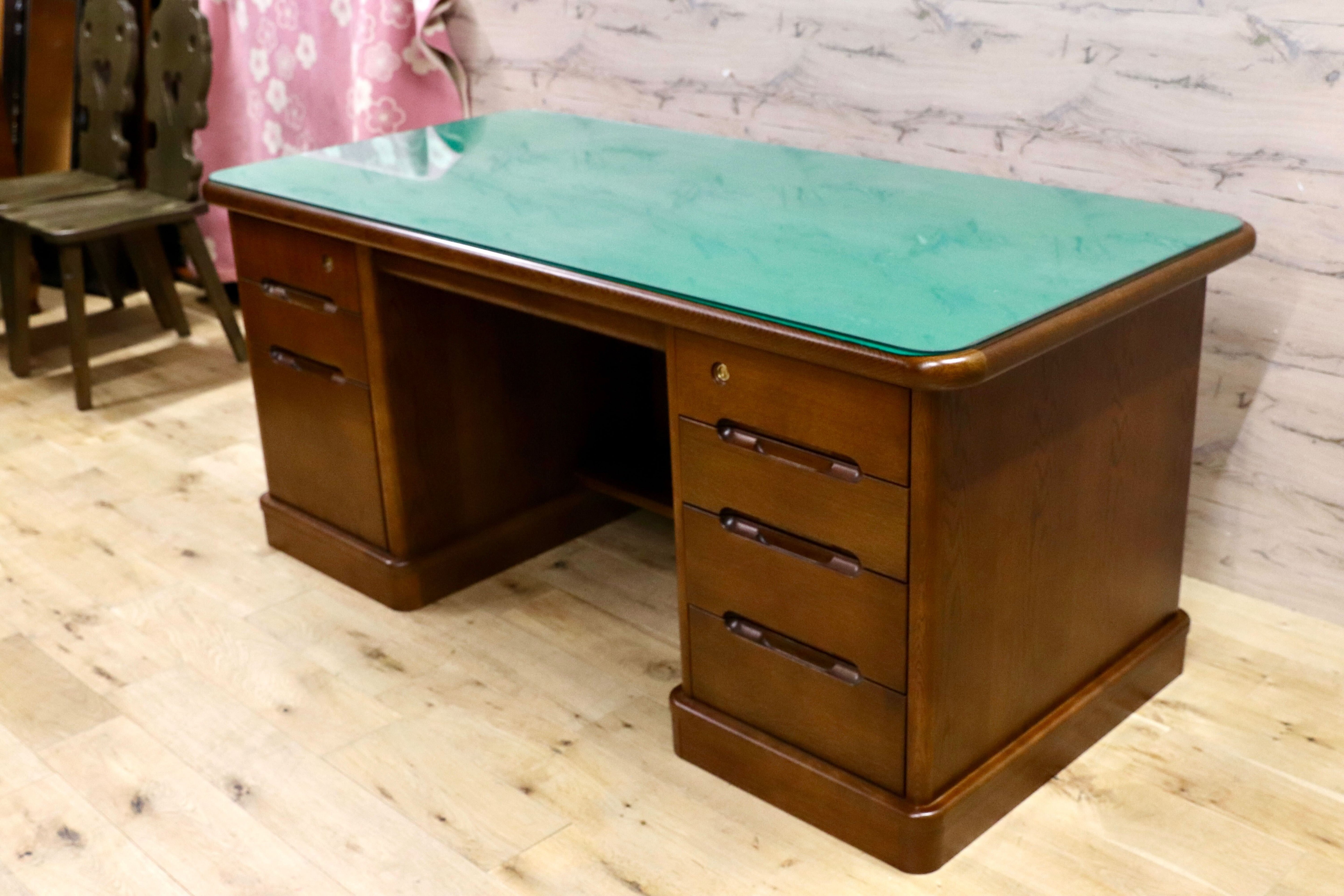 GMIK614○karimoku / カリモク コロニアル ヴィンテージ デスク 書斎机 学習机 オールドカントリー 両袖机 役員机 社長机 楢材 約20万