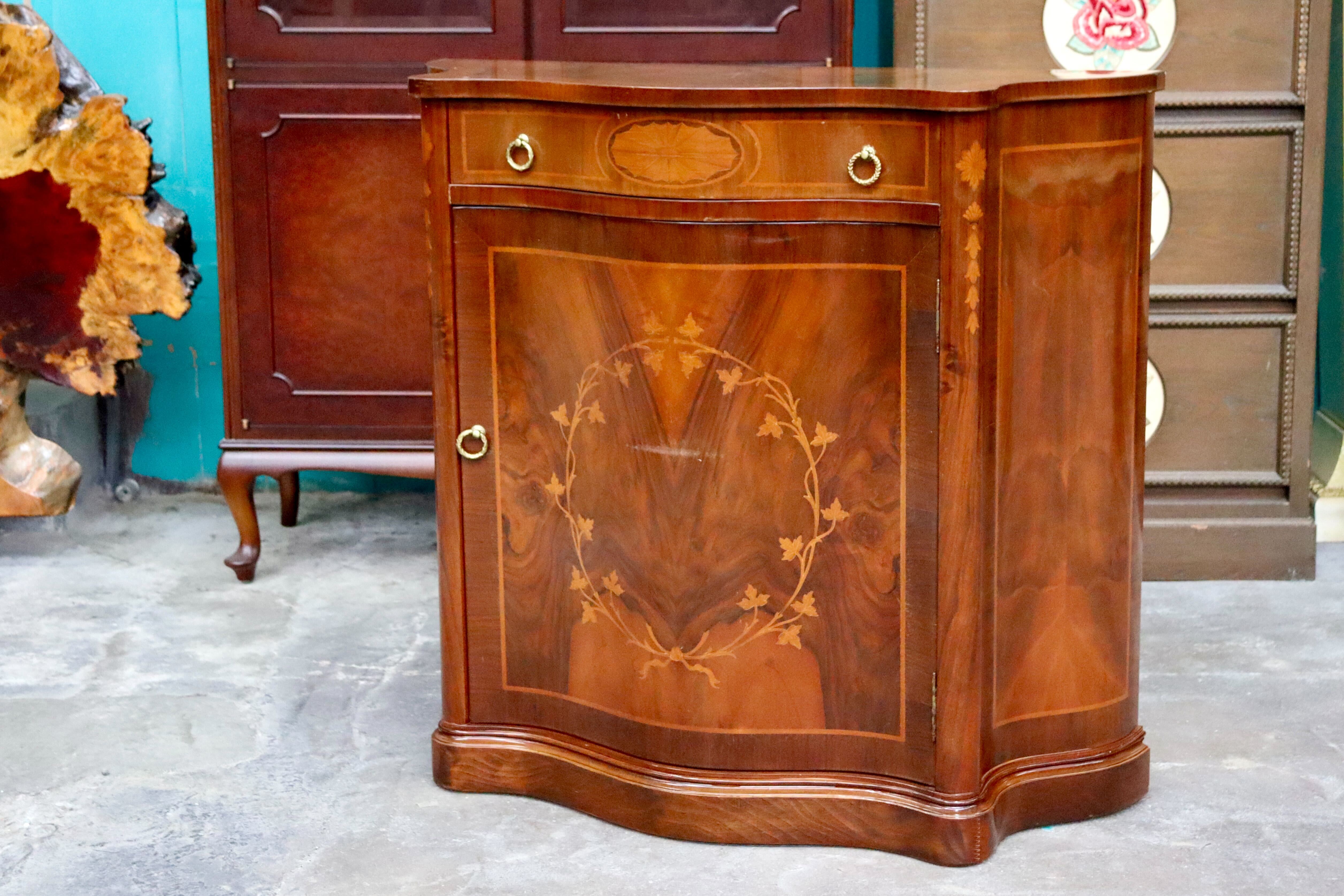 GMIH432A○イタリア製 キャビネット サイドボード コンソール 電話台 収納棚 象嵌細工 アンティーク エレガント