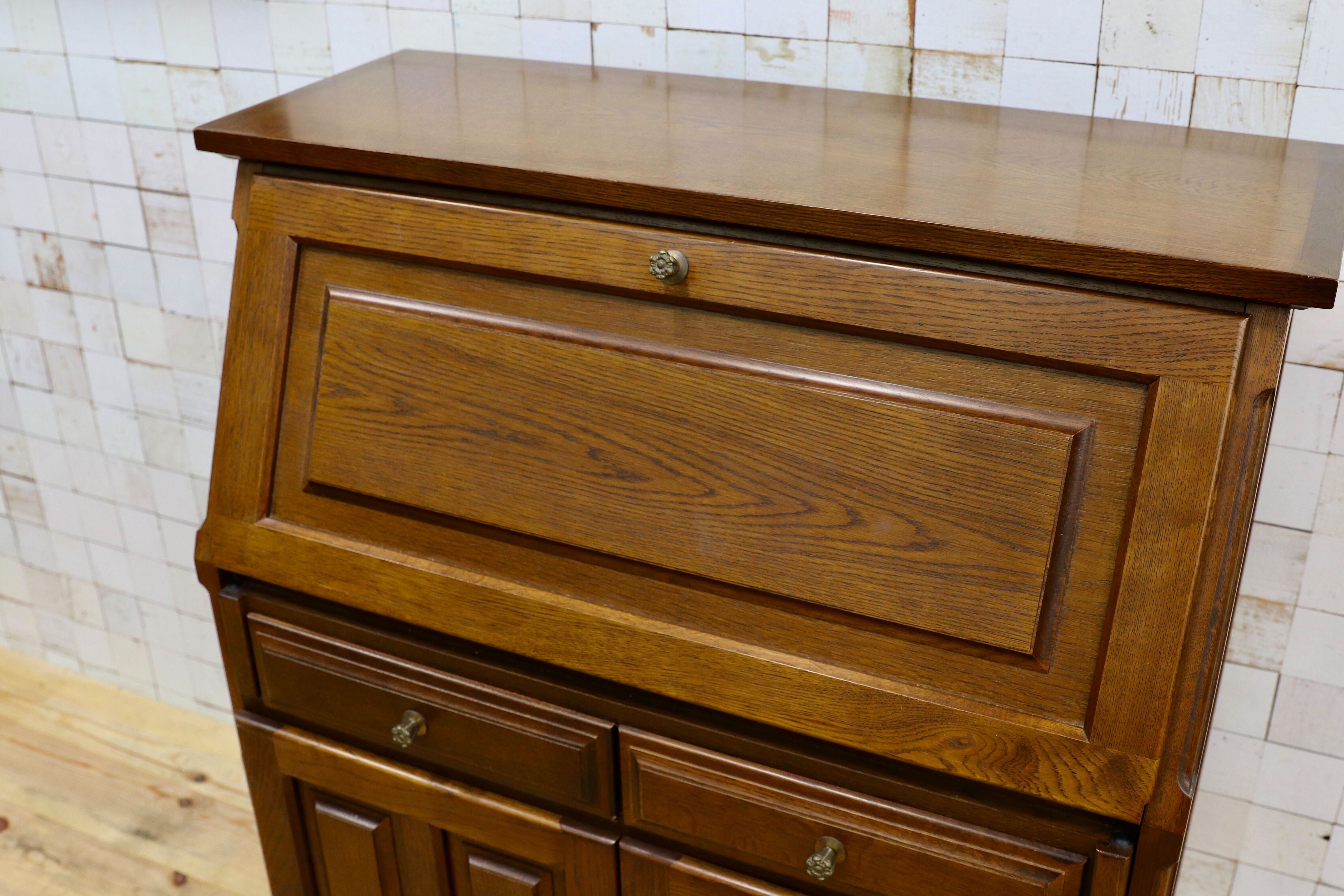 GMIK596○karimoku / カリモク ライティングビューロー デスク 机 学習机 オールドカリモク ヴィンテージ 書斎机 国産家具 オーク