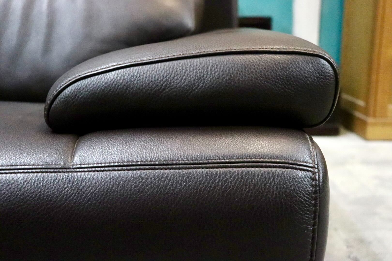 GMIK666○domani / ドマーニ エクセルライフ 2人掛けソファ ラブソファ 本革 ダークブラウン カリモク最高峰 定価約90万 未使用品