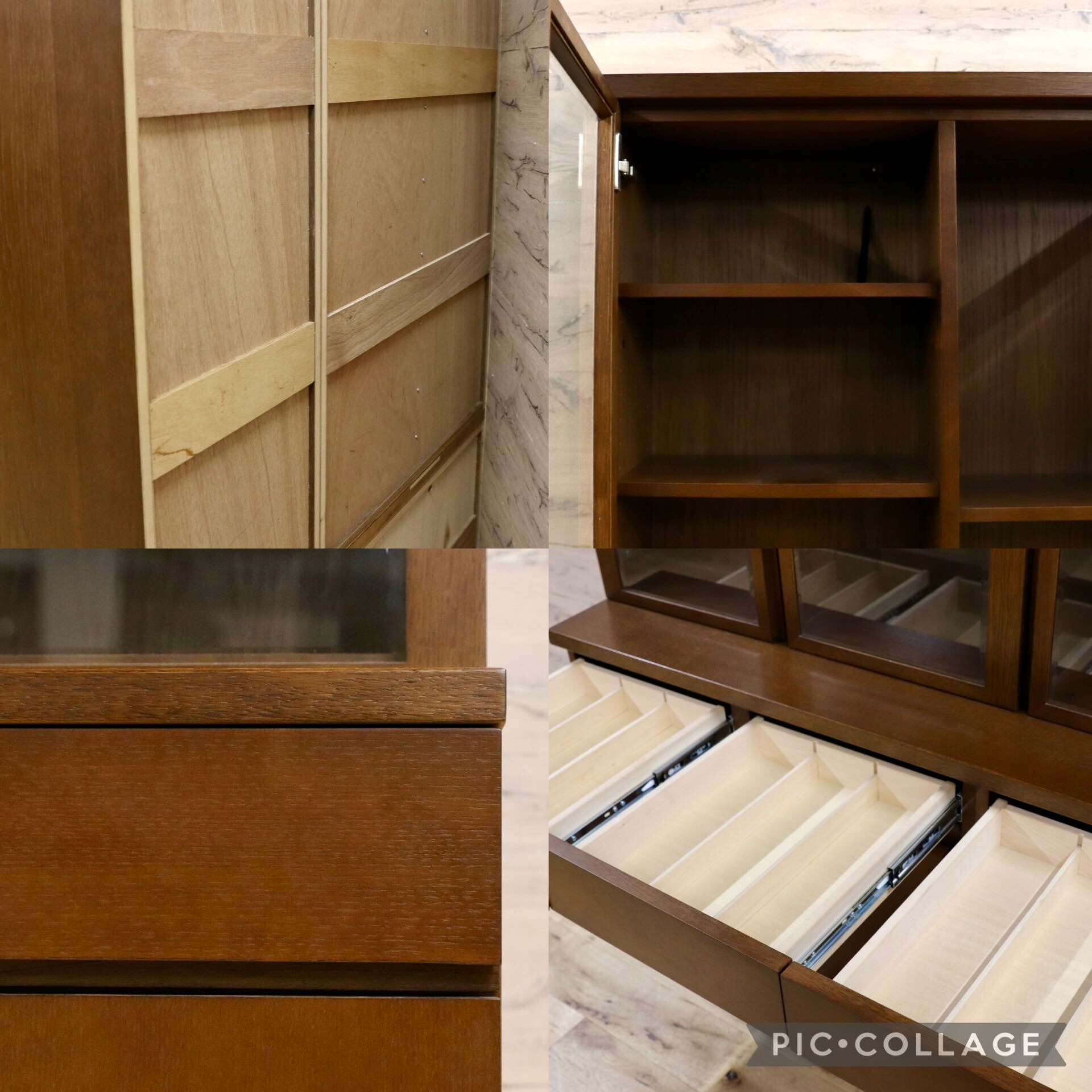 GMIS259○カンディハウス / CONDE HOUSE キャビネット 飾り棚 水屋棚 食器棚 キッチンボード カップボード オーク材 ブラウン 壁面収納