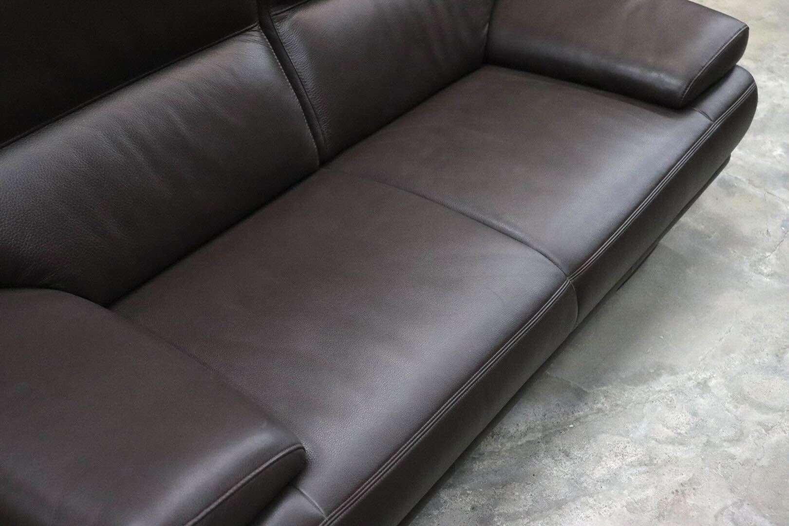 GMIK666○domani / ドマーニ エクセルライフ 2人掛けソファ ラブソファ 本革 ダークブラウン カリモク最高峰 定価約90万 未使用品