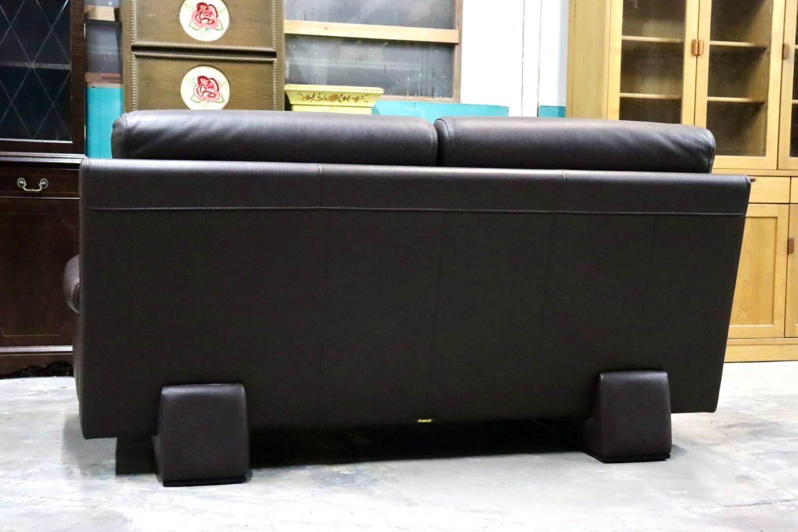 GMIK666○domani / ドマーニ エクセルライフ 2人掛けソファ ラブソファ 本革 ダークブラウン カリモク最高峰 定価約90万 未使用品