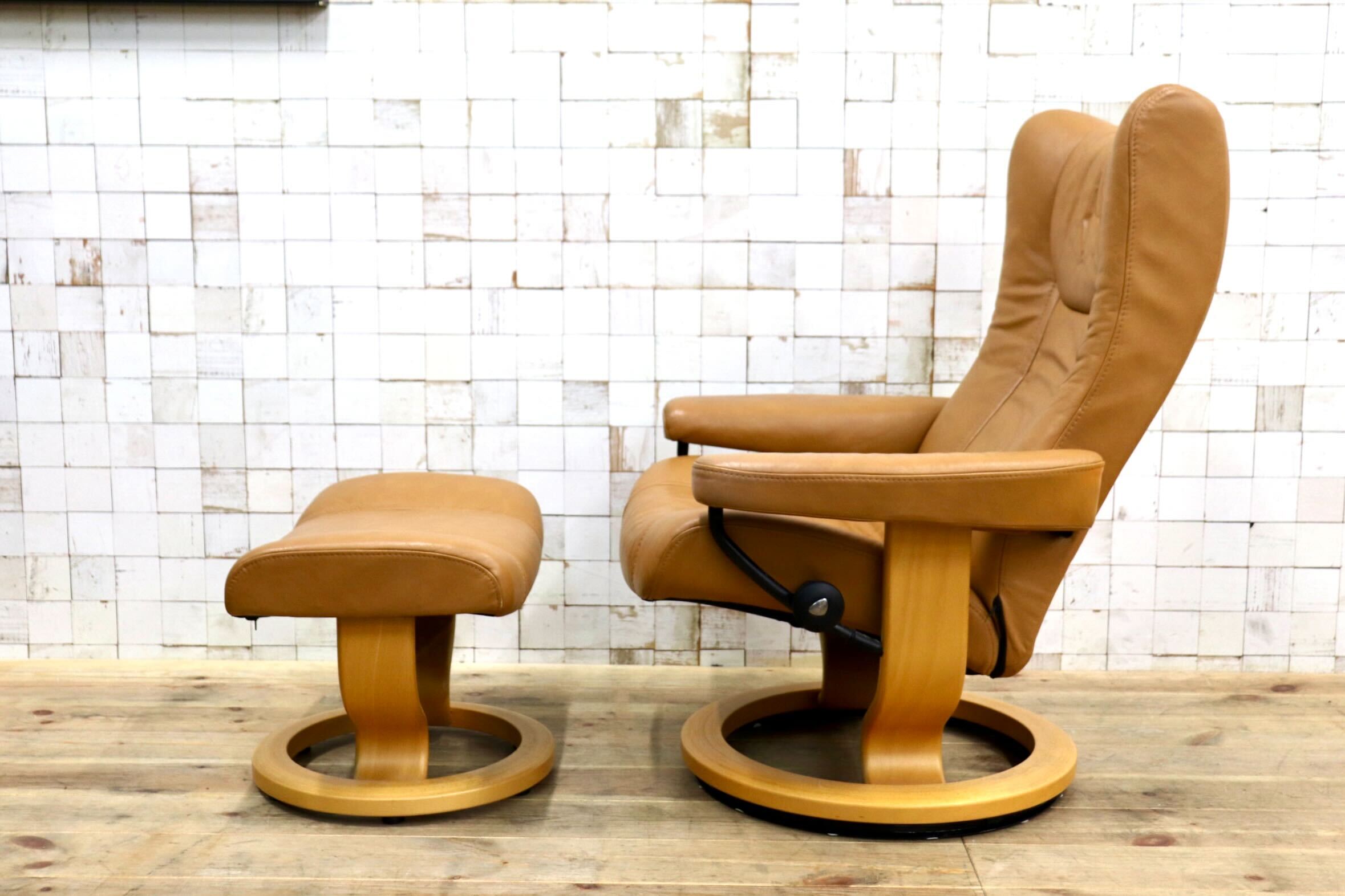GMIK948〇EKORNES / エコーネス ストレスレス レノ リクライニングチェア オットマン 北欧 ノルウェー 本革