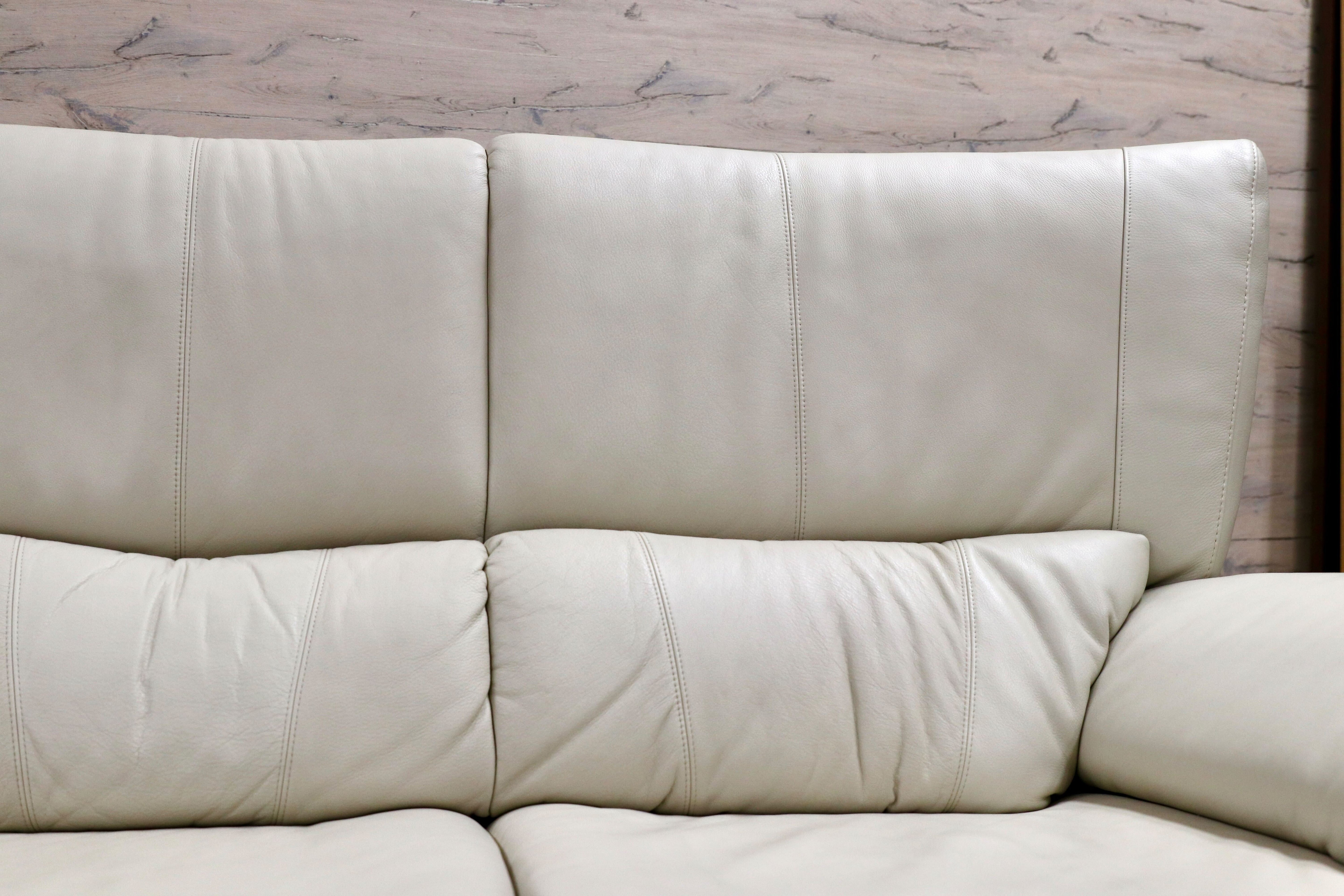 GMIH293○karimoku / カリモク 3人掛けソファ トリプルソファ 長椅子 本革 オフホワイト 国産家具 レザー ZT6503 定価約42万