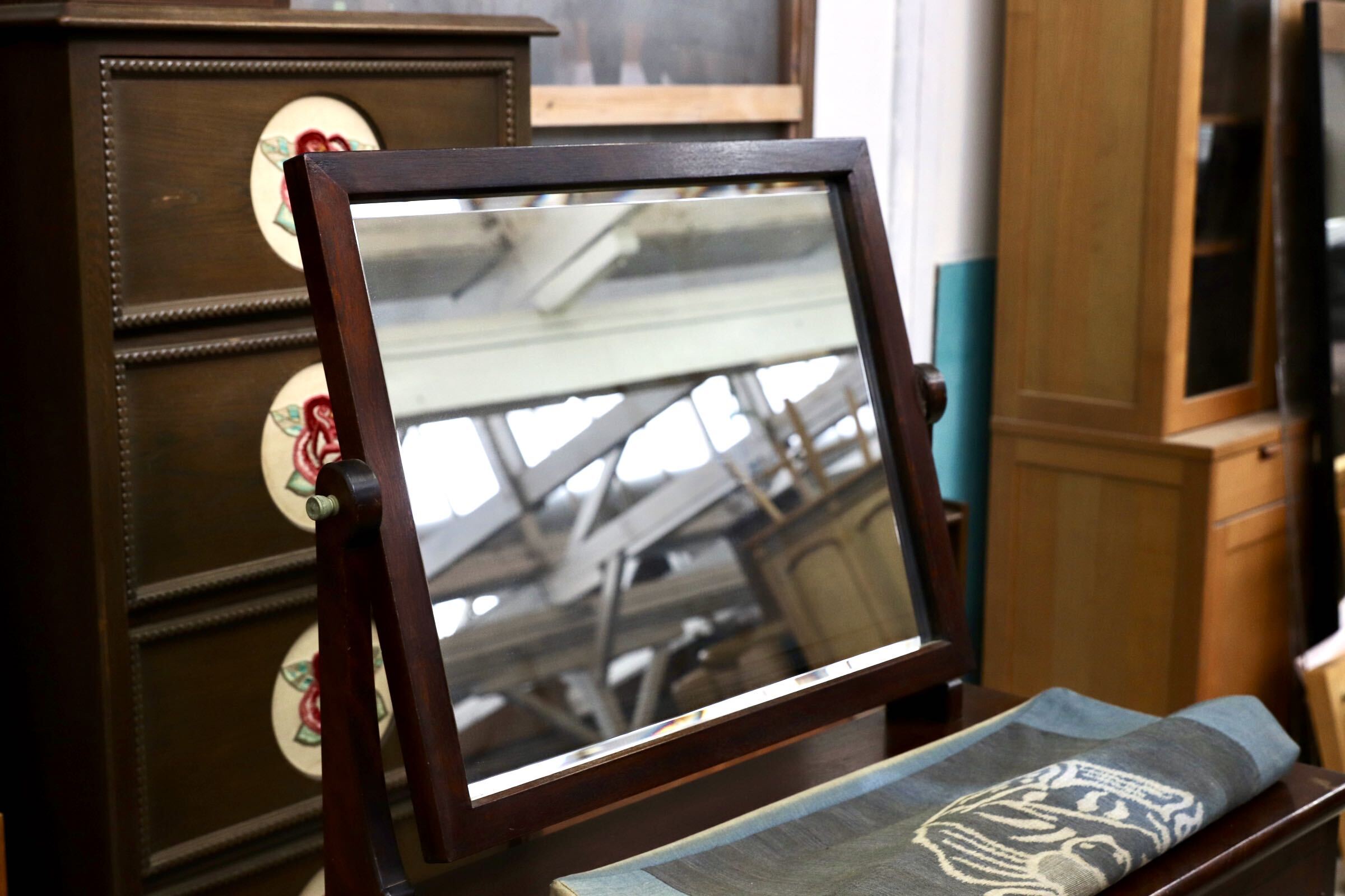 GMJK445○松本民芸家具 角型一面鏡 ドレッサー 鏡台 化粧台 ミラー