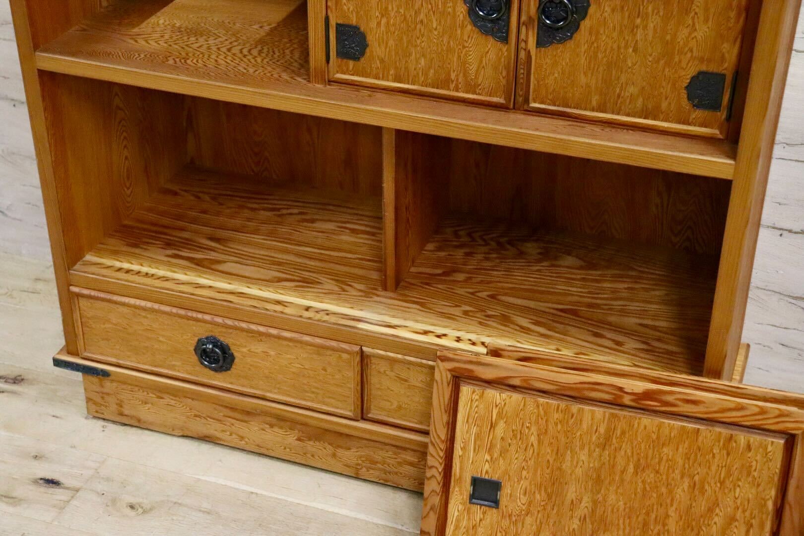 GMIH331○世界遺産屋久杉 茶棚 飾り棚 キャビネット 茶箪笥 サイドボード 和家具 和モダン 古民家 高級家具 美品