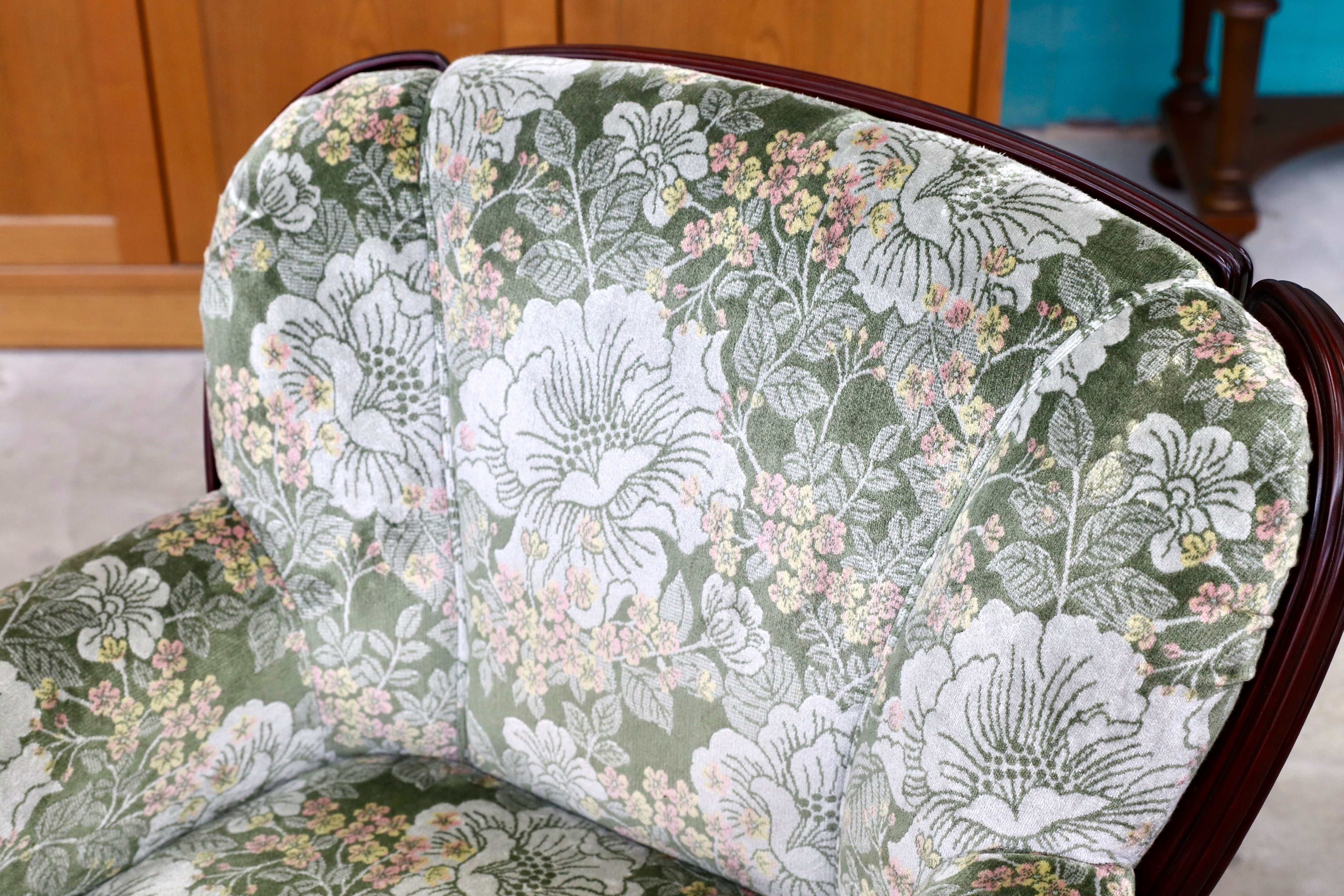 GMIH53○karimoku / カリモク コロニアル 1人掛けソファ シングルソファ ラウンジチェア 国産家具 ファブリック 花柄 定価約10.4万