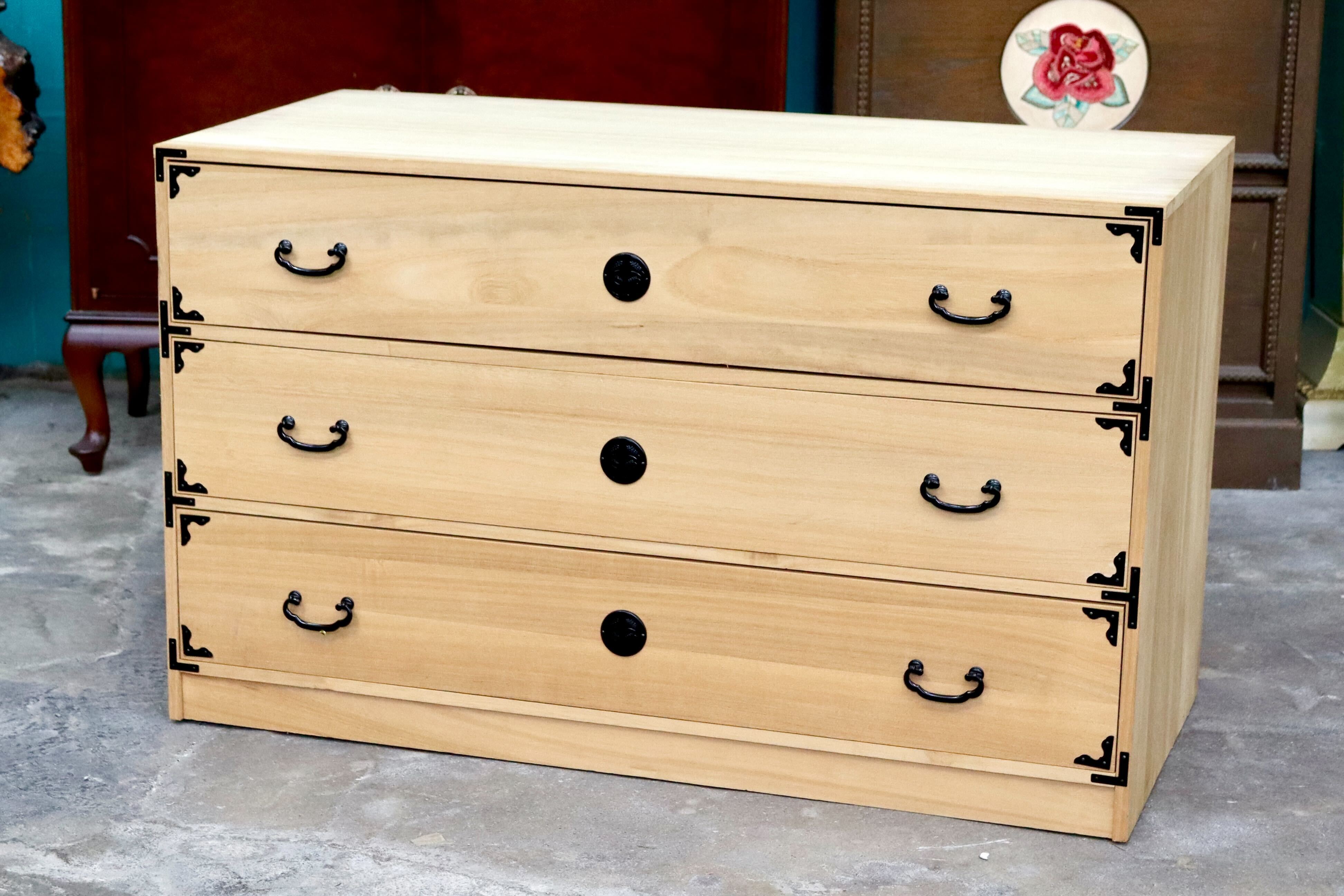 GMIH450B○桐箪笥 チェスト 収納家具 和家具 和箪笥 3段チェスト 衣装箪笥 着物収納 押し入れ 木製 シンプル レトロ