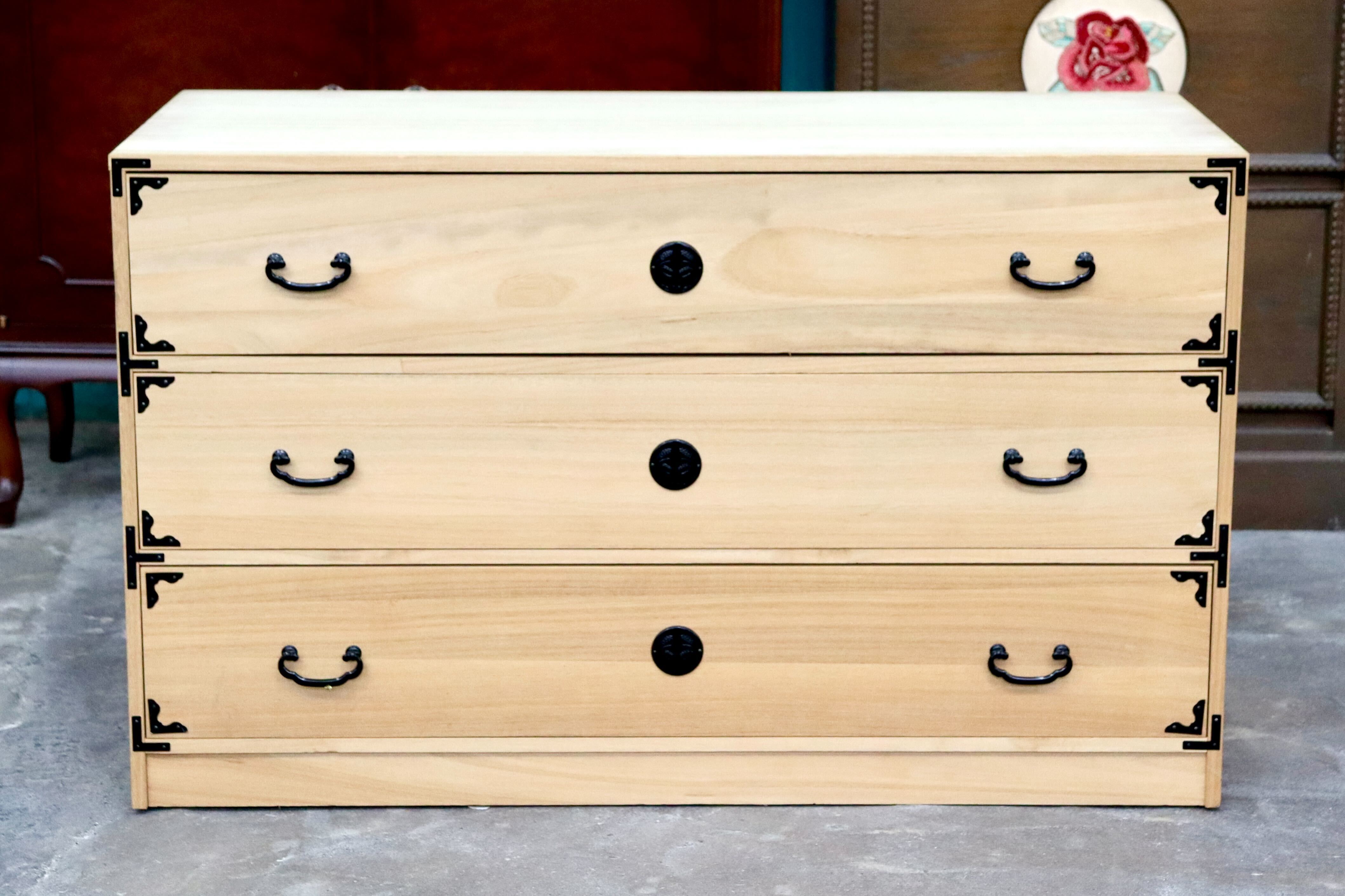 GMIH450B○桐箪笥 チェスト 収納家具 和家具 和箪笥 3段チェスト 衣装箪笥 着物収納 押し入れ 木製 シンプル レトロ