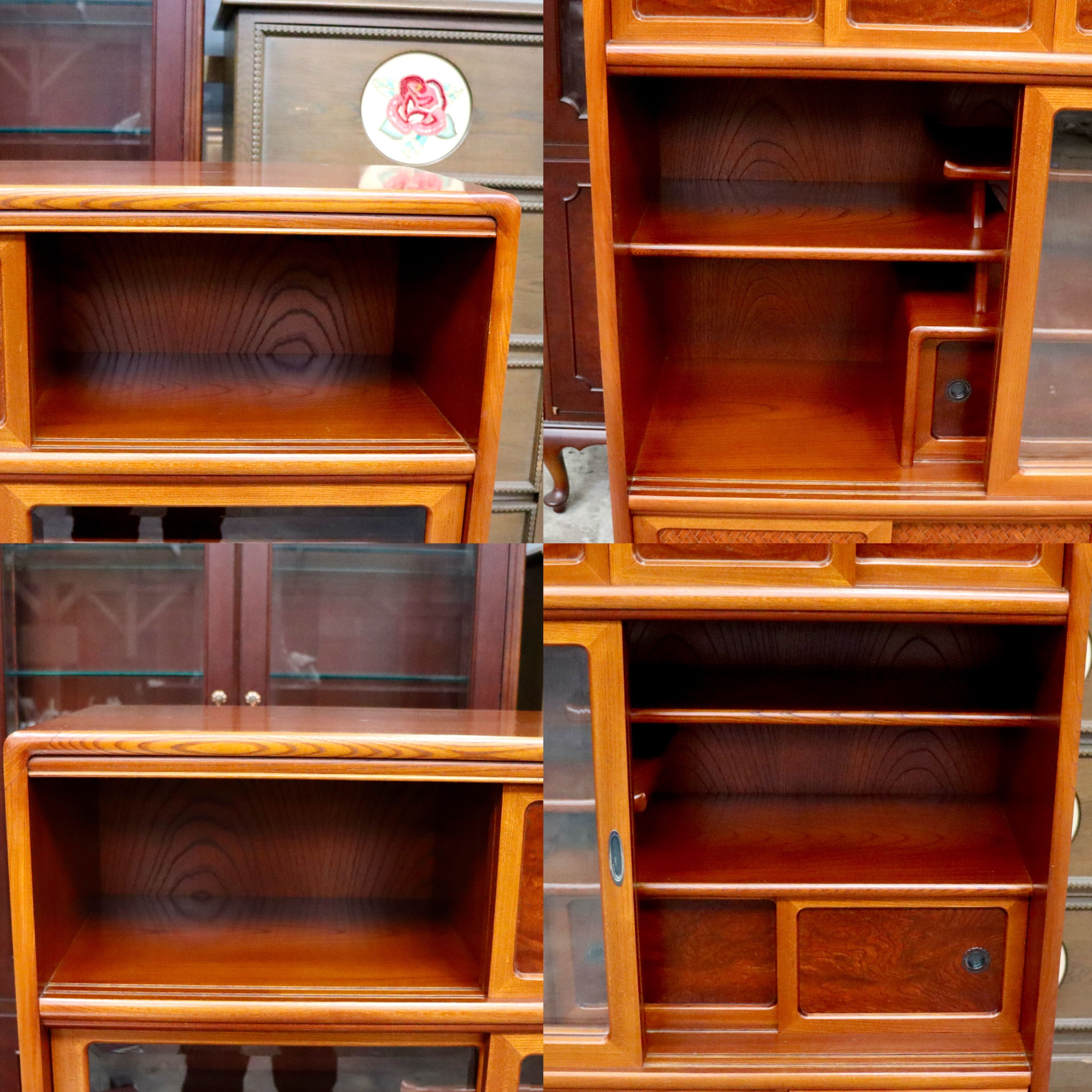 GMIH426○民芸家具 サイドボード 飾り棚 茶箪笥 和家具 茶棚 食器棚 収納 引き出し 無垢材 昭和 レトロ アンティーク