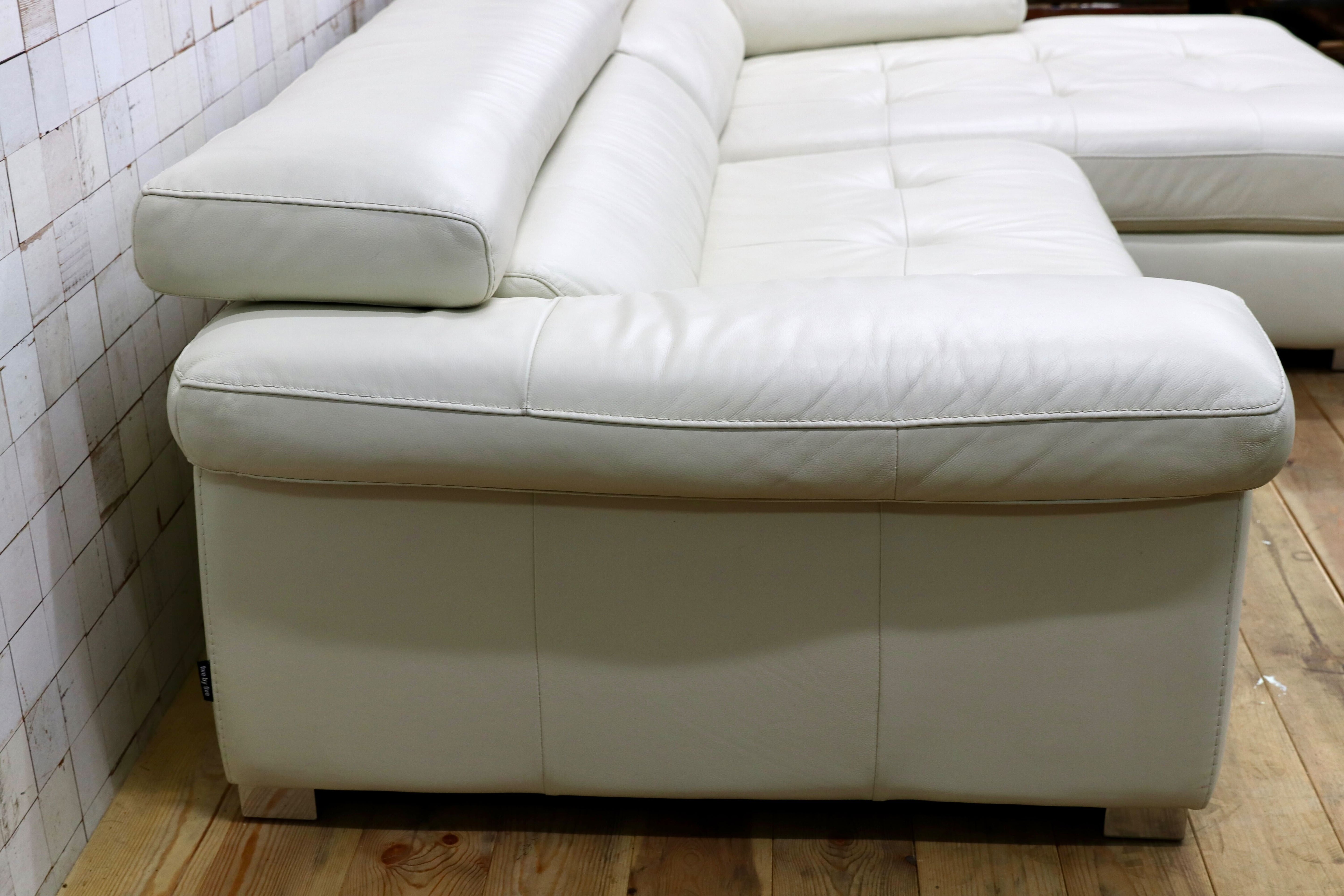 GMIH296○ACTUS / アクタス five by five ファイブバイファイブ ALTO アルト レザー カウチソファ 本革 ホワイト コーナーソファ