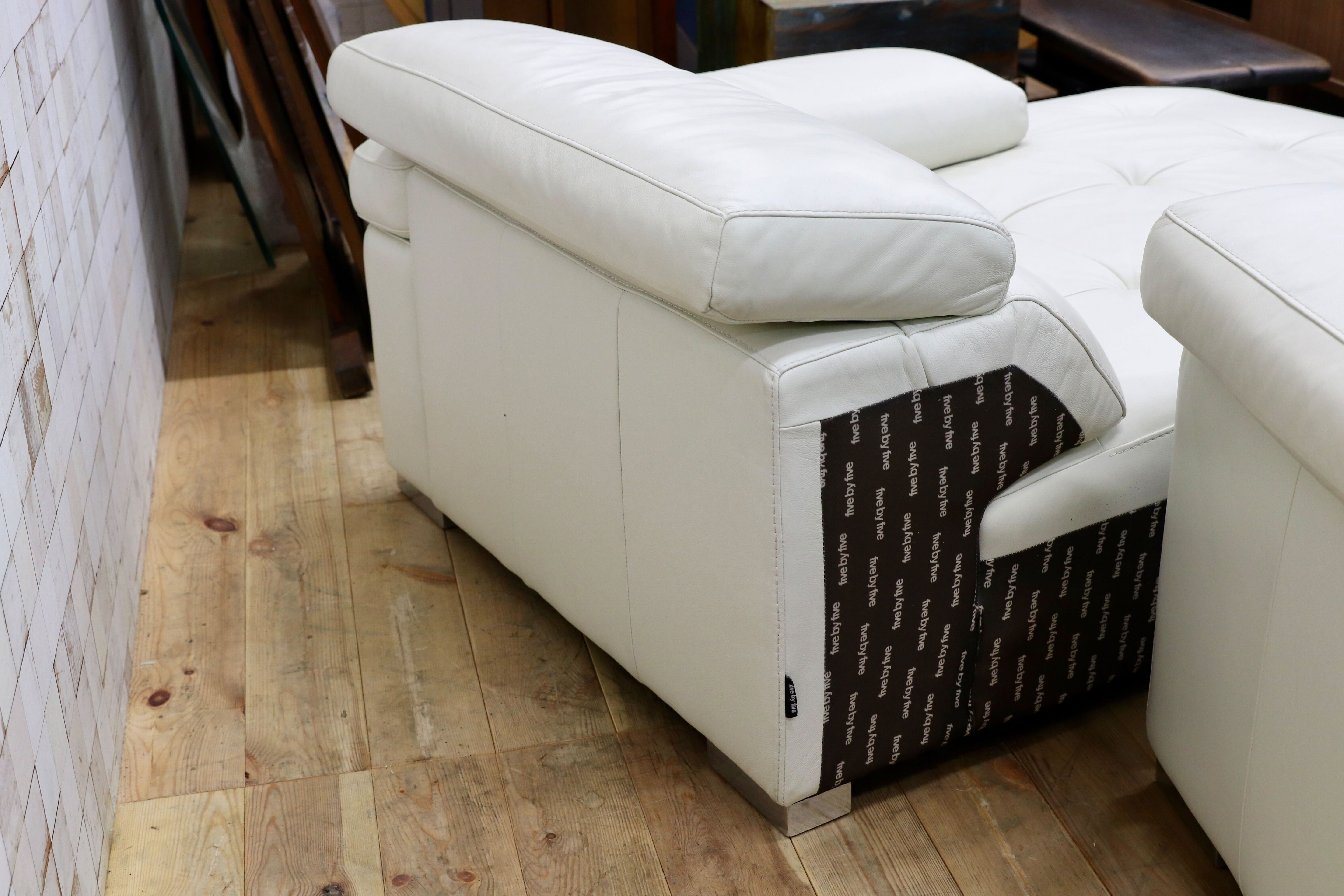 GMIH296○ACTUS / アクタス five by five ファイブバイファイブ ALTO アルト レザー カウチソファ 本革 ホワイト コーナーソファ