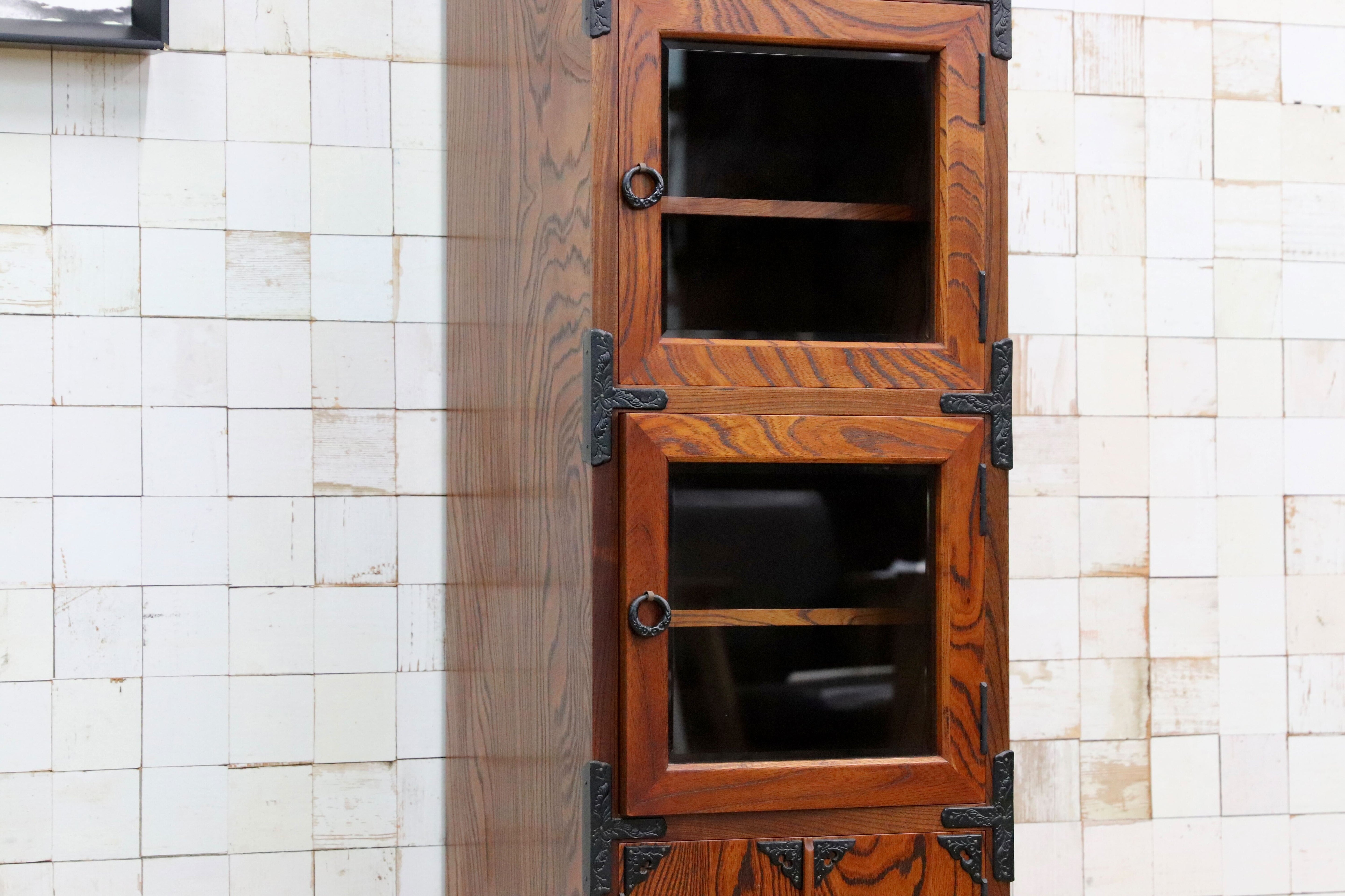 GMIS329○岩谷堂箪笥 スリムハイチェスト 整理箪笥 リビングボード キャビネット 民藝 伝統工芸 和家具 和モダン レトロ アンティーク