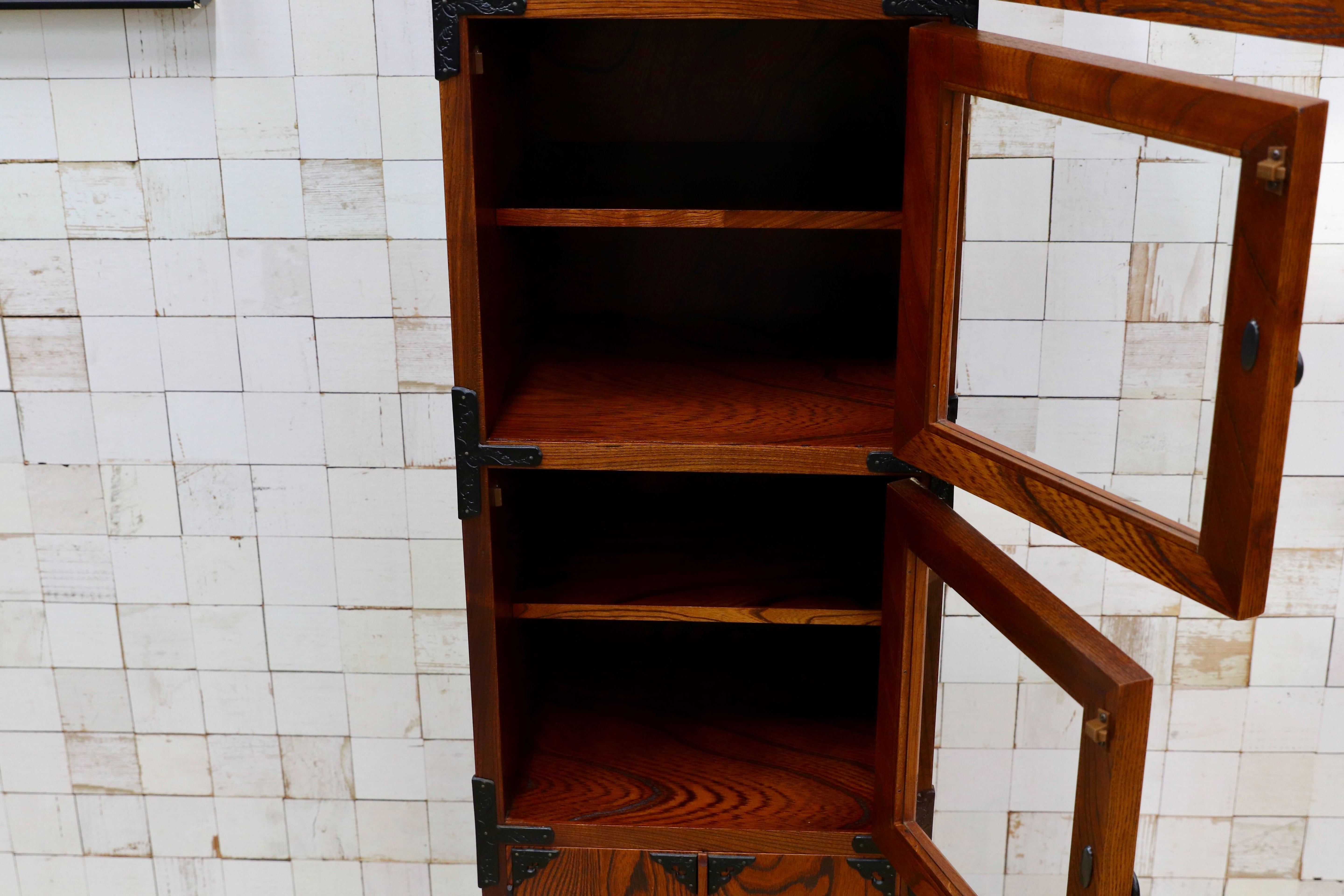 GMIS329○岩谷堂箪笥 スリムハイチェスト 整理箪笥 リビングボード キャビネット 民藝 伝統工芸 和家具 和モダン レトロ アンティーク