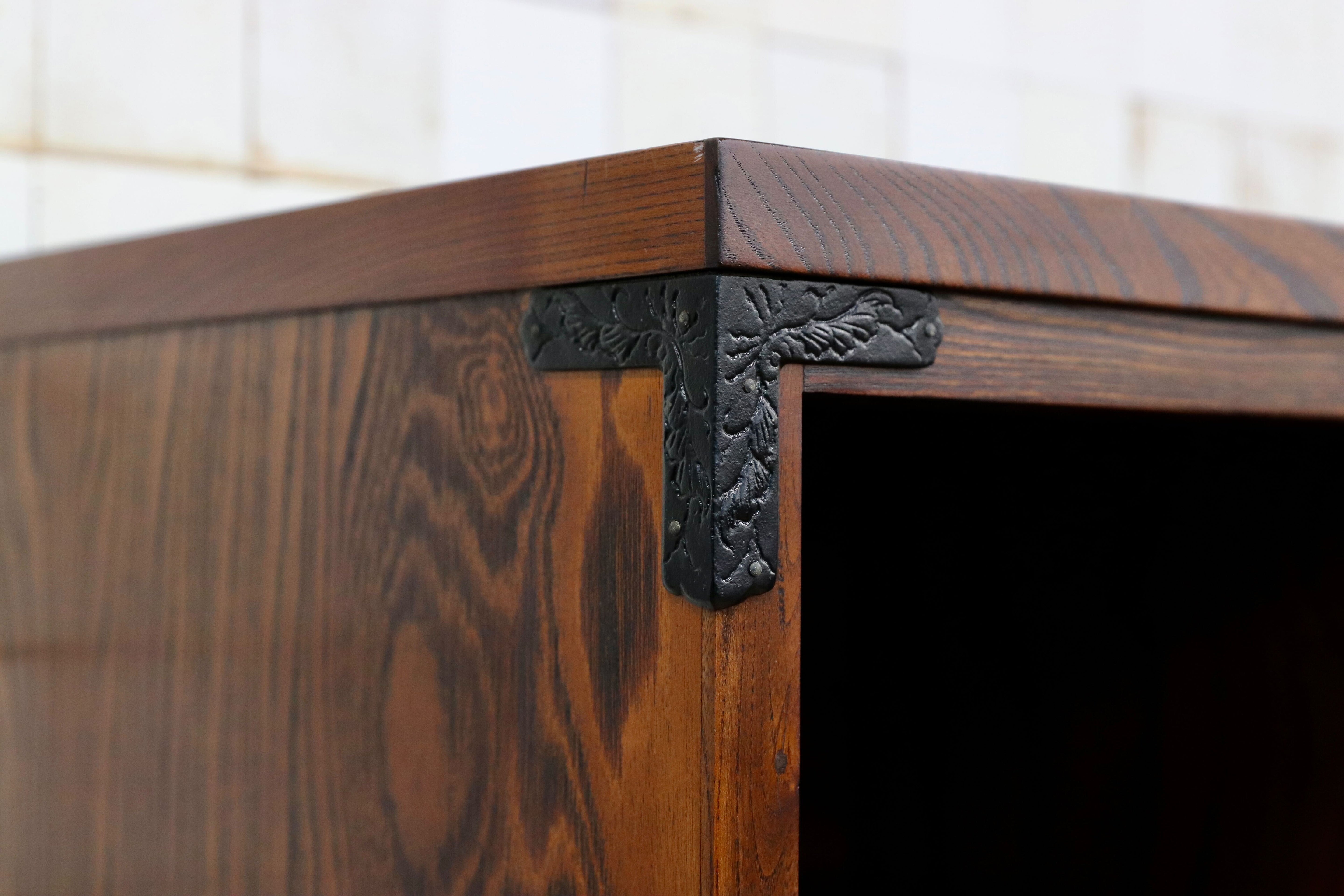 GMIS329○岩谷堂箪笥 スリムハイチェスト 整理箪笥 リビングボード キャビネット 民藝 伝統工芸 和家具 和モダン レトロ アンティーク