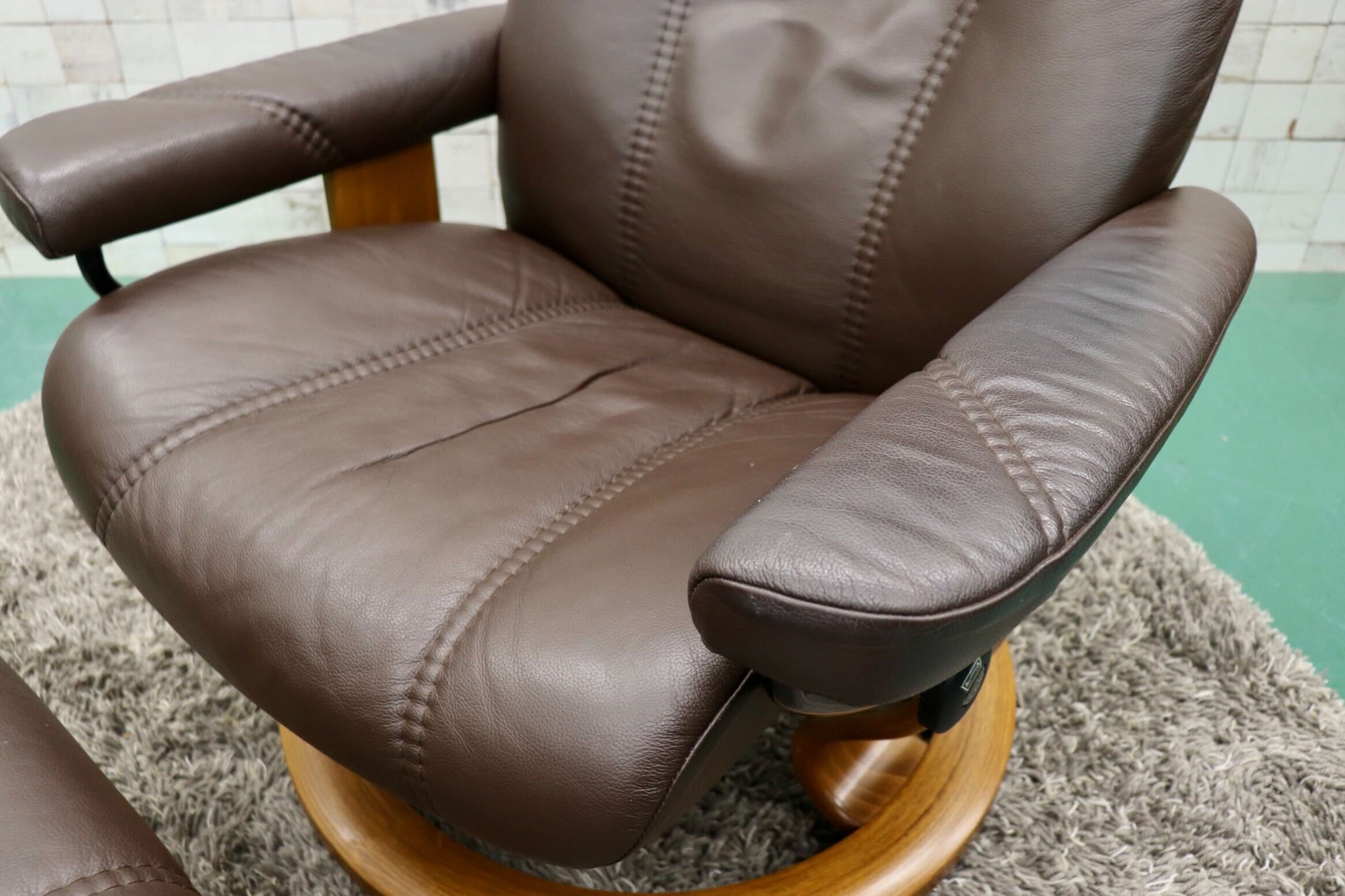 GMGS22○EKORNES / エコーネス コンサル リクライニングチェア パーソナルチェア オットマン 北欧 ノルウェー 本革 ブラウン  定価約26万