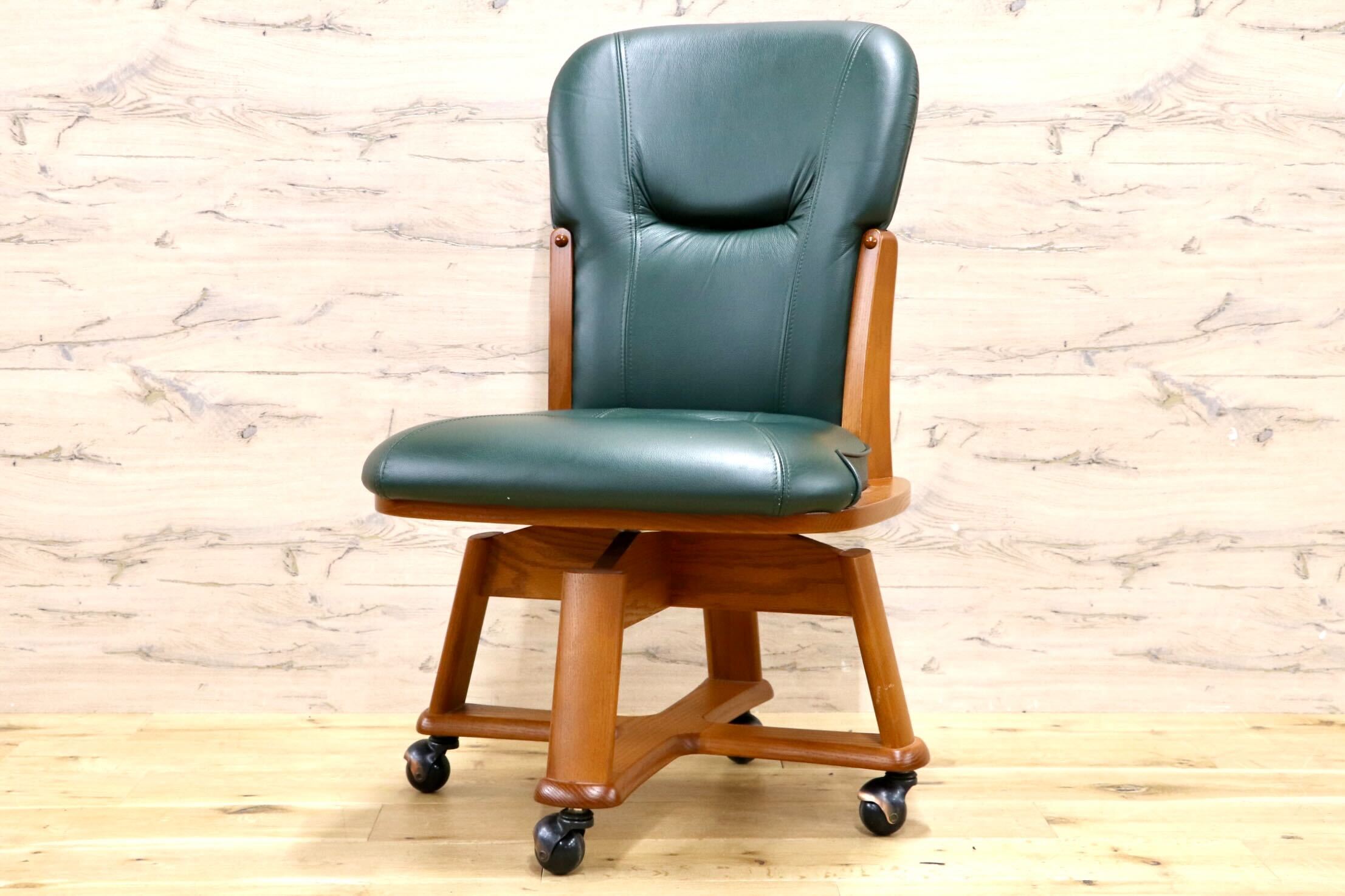 GMIS521A○NAGANO INTERIOR / ナガノインテリア 回転椅子 回転チェア キャスター チェア ダイニングチェア 本革