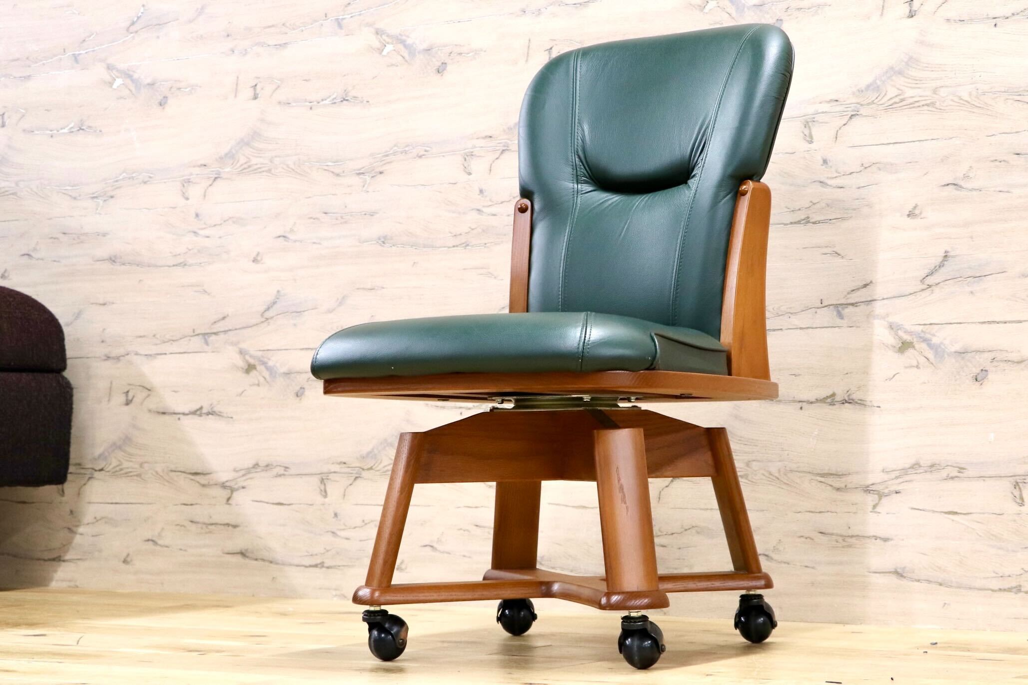 GMIS521A○NAGANO INTERIOR / ナガノインテリア 回転椅子 回転チェア キャスター チェア ダイニングチェア 本革