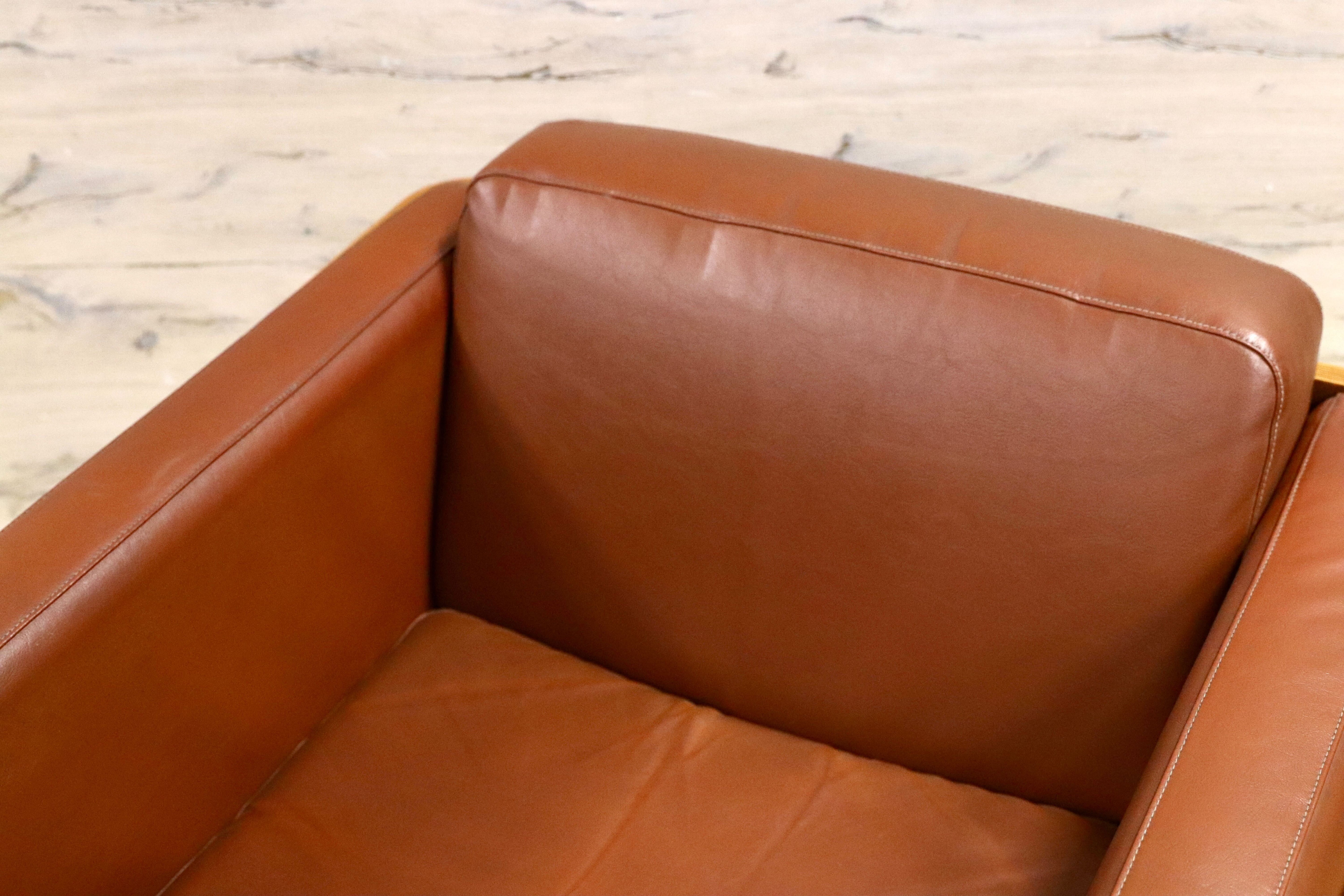 GMIK654A○天童木工 / Tendo HACO ハコ チーク材 ジャパニーズモダン ヴィンテージ 1人掛けソファ シングルソファ 合皮 剣持勇 稀少