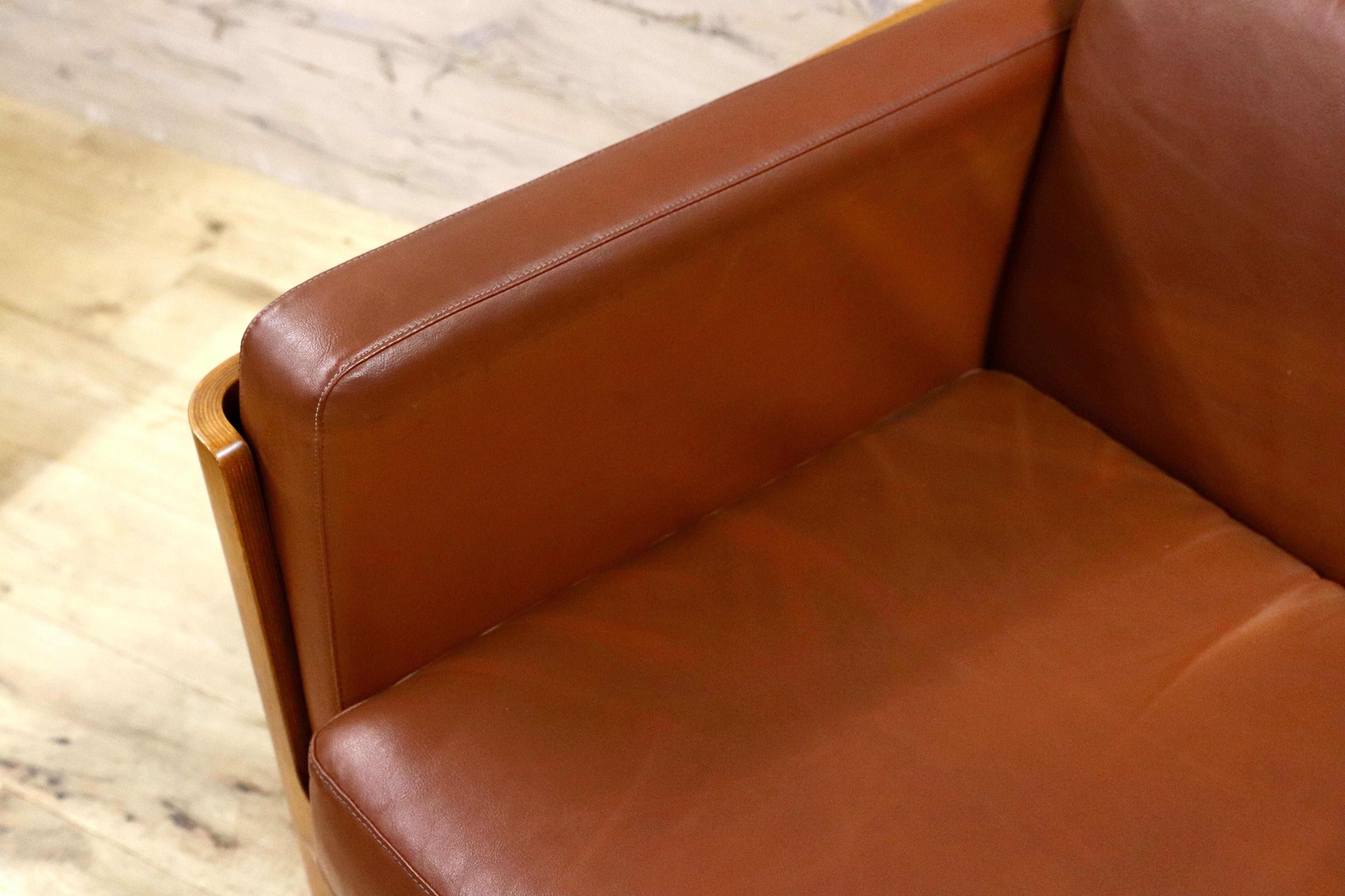 GMIK654B○天童木工 / Tendo HACO ハコ チーク材 ジャパニーズモダン ヴィンテージ 1人掛けソファ シングルソファ 合皮 剣持勇 稀少