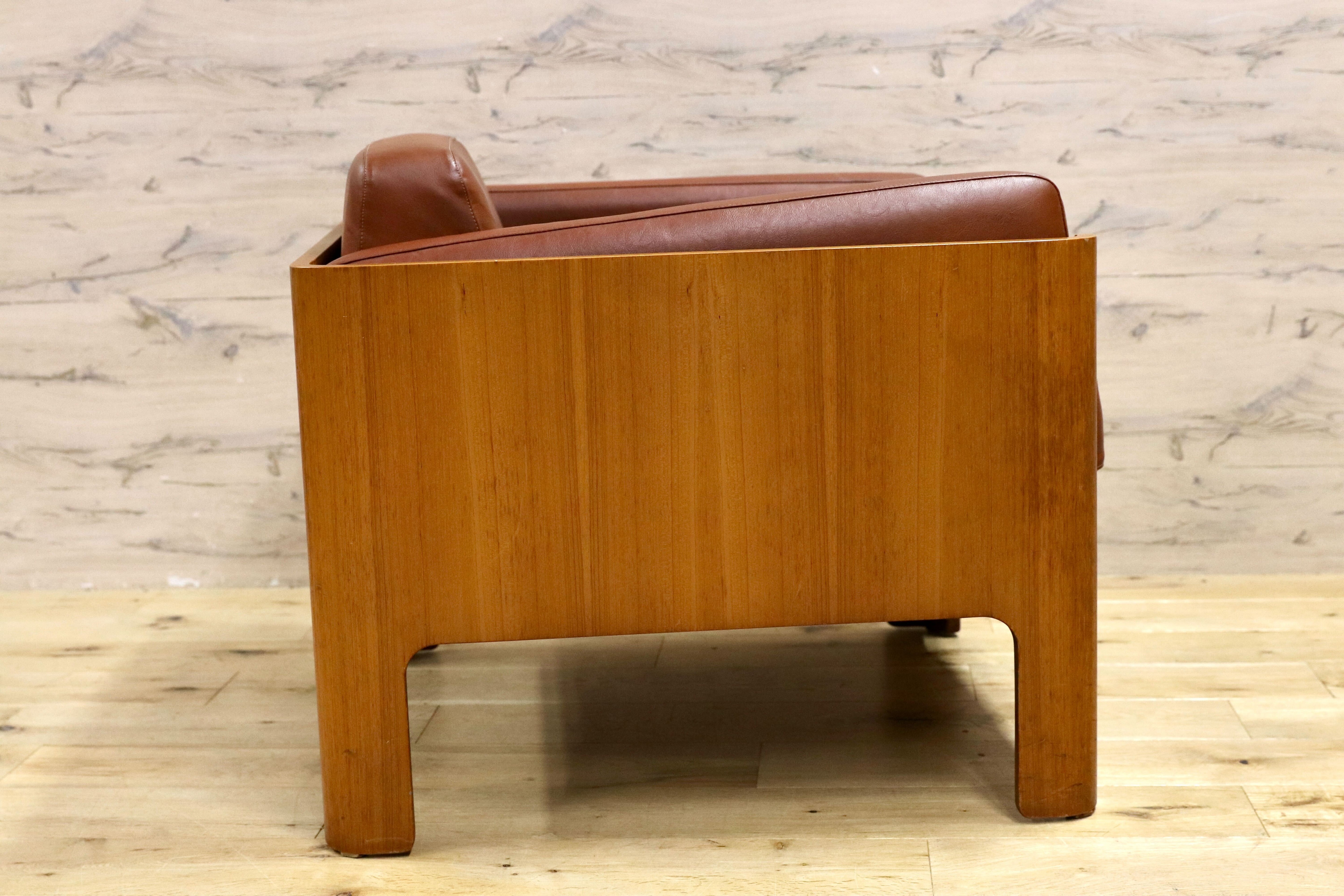 GMIK654B○天童木工 / Tendo HACO ハコ チーク材 ジャパニーズモダン ヴィンテージ 1人掛けソファ シングルソファ 合皮 剣持勇 稀少