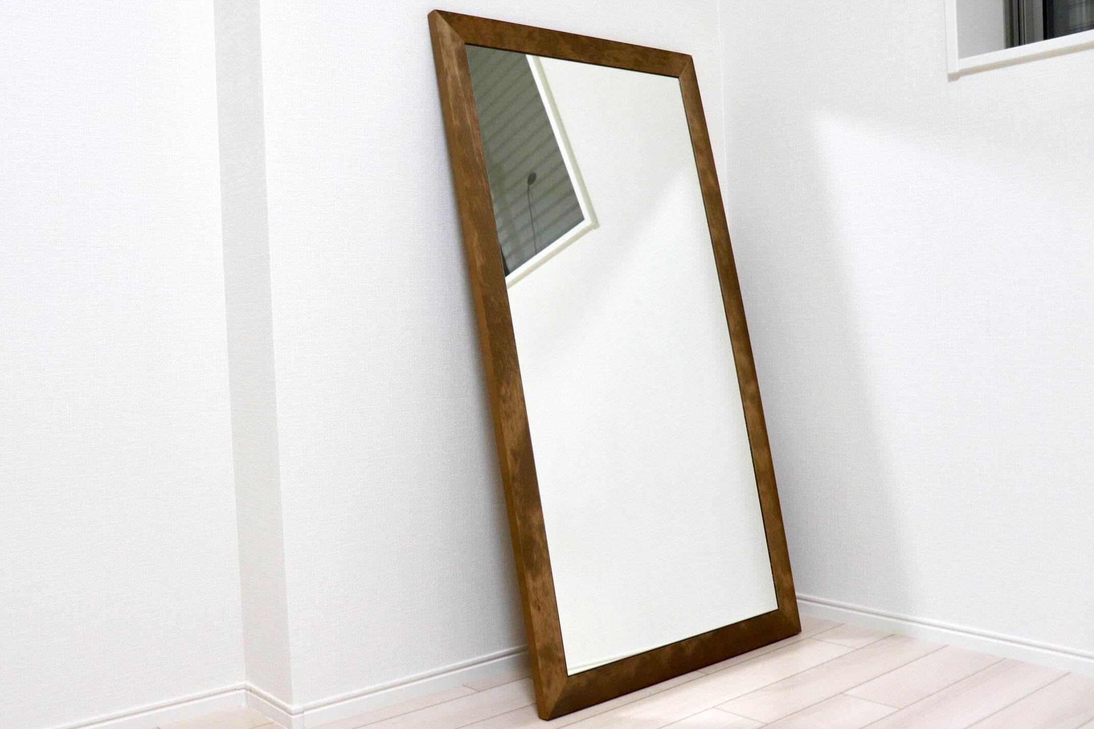 GMIH415D○SENNOKI / センノキ レオンシリーズ ウォールミラー 壁掛けミラー 全身鏡 鏡 姿見 ミラー 天然木 ブラウン 定価約1.9万