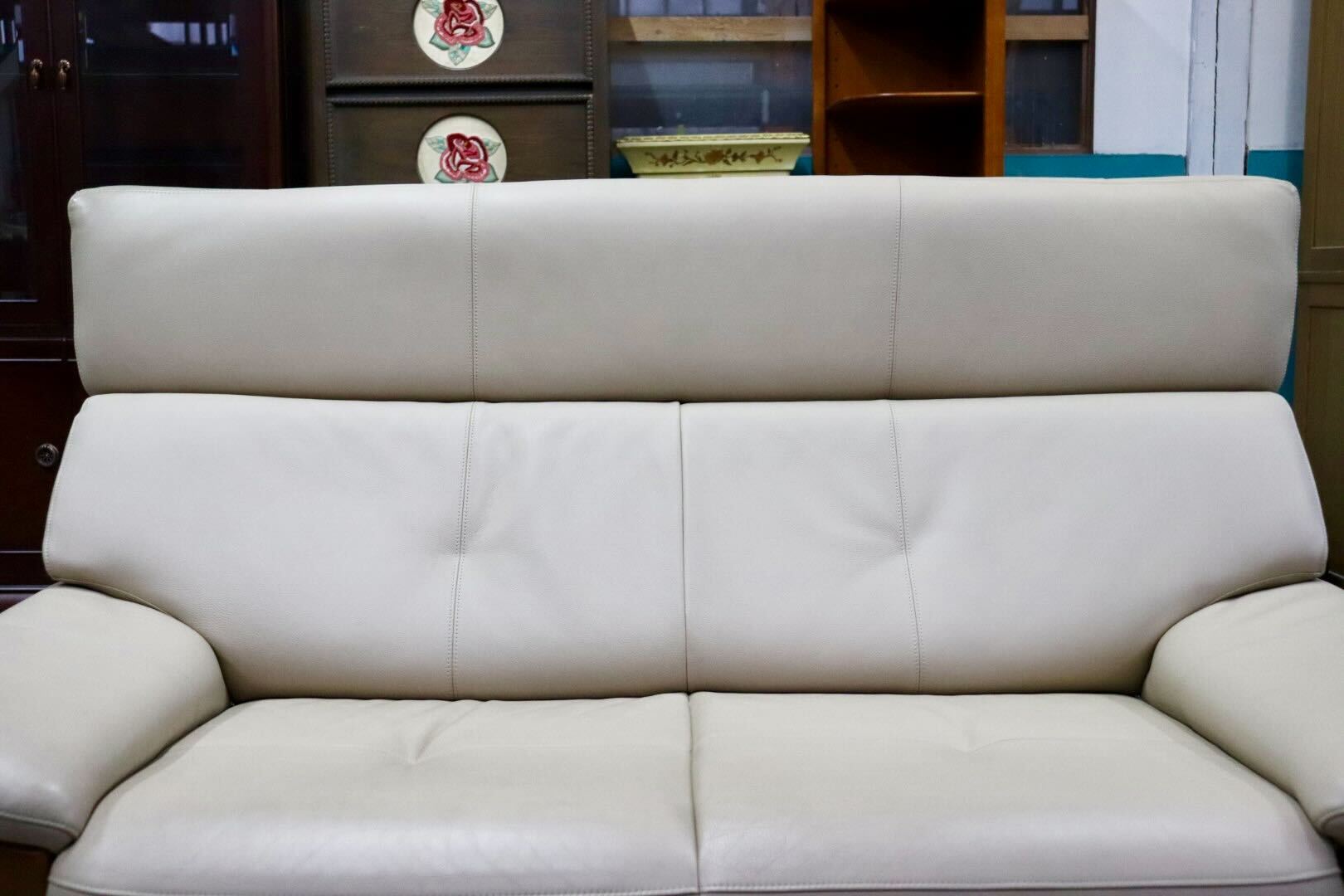 GMIH346○浜本工芸 / HAMAMOTO 2人掛けソファ ラブソファ 長椅子 ハイバック 楢材 本革 応接 モダン 約28万