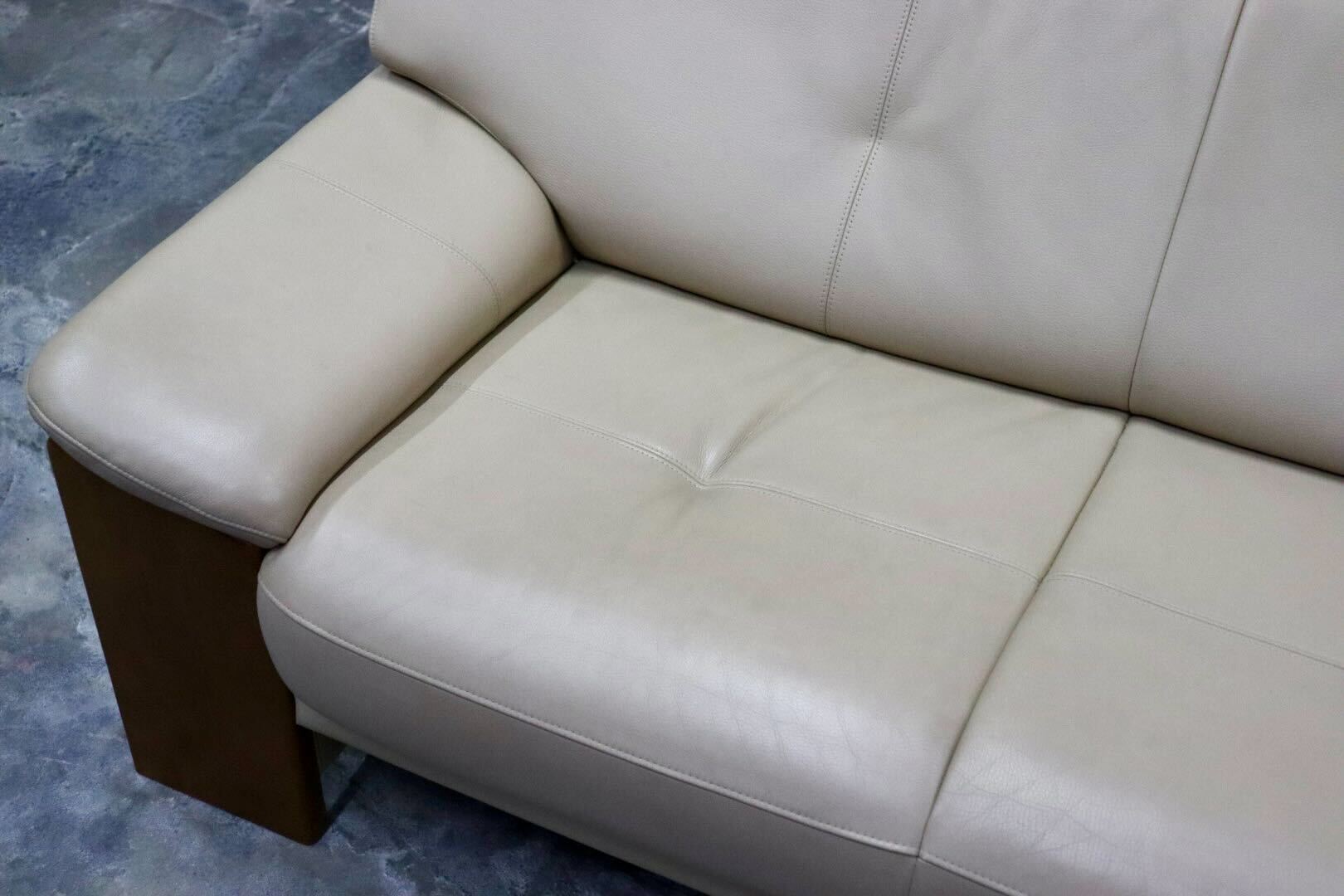 GMIH346○浜本工芸 / HAMAMOTO 2人掛けソファ ラブソファ 長椅子 ハイバック 楢材 本革 応接 モダン 約28万