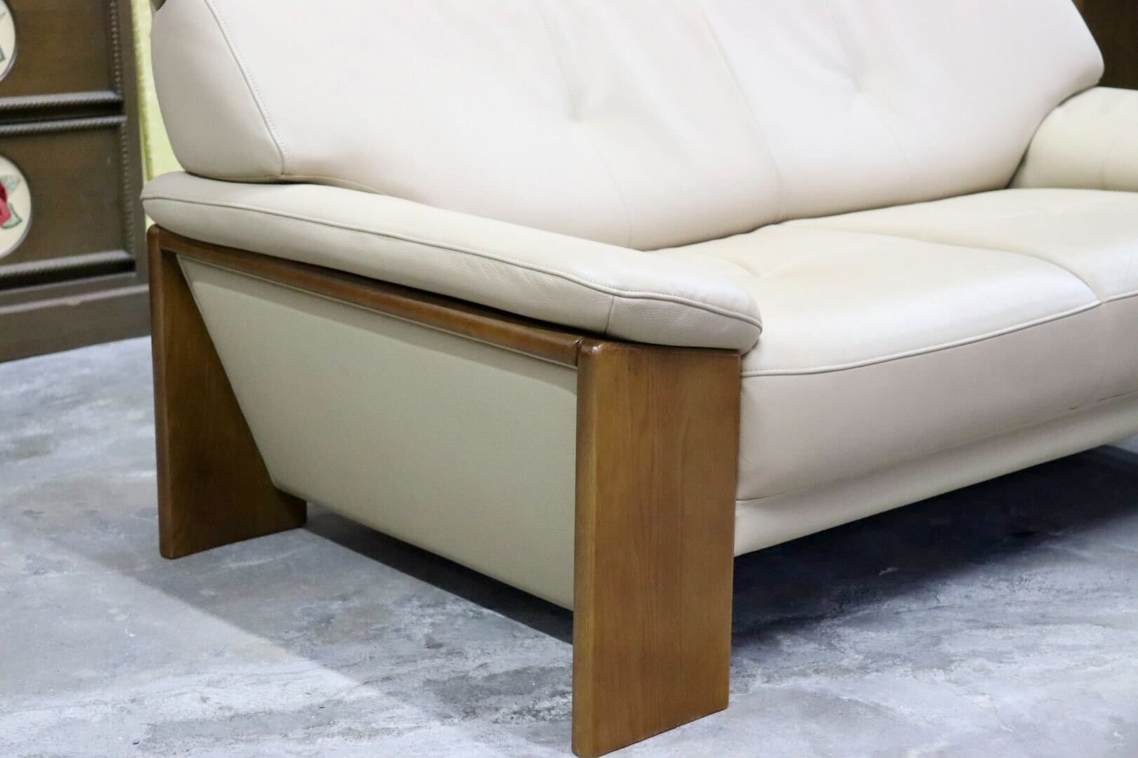 GMIH346○浜本工芸 / HAMAMOTO 2人掛けソファ ラブソファ 長椅子 ハイバック 楢材 本革 応接 モダン 約28万